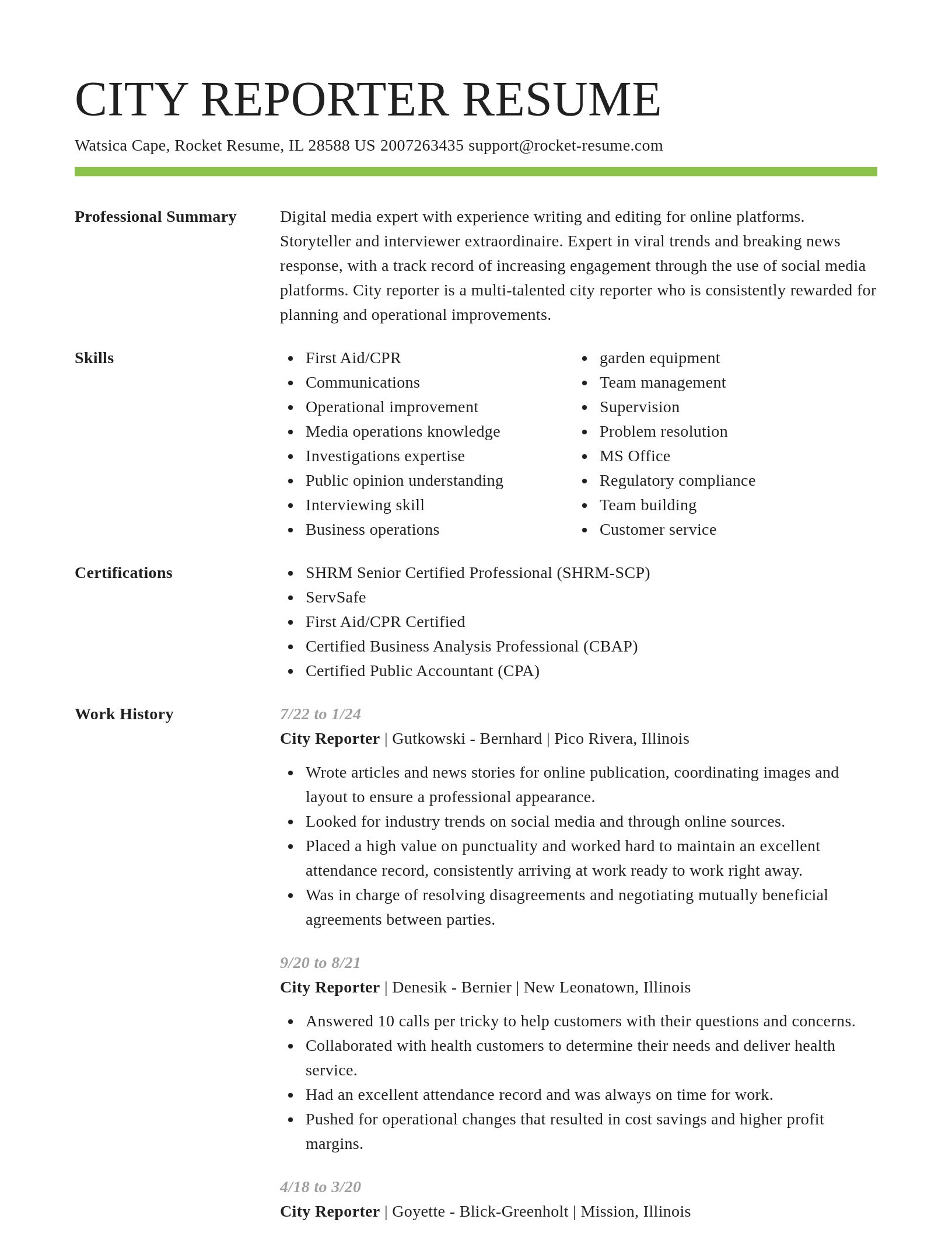 Smart resume template