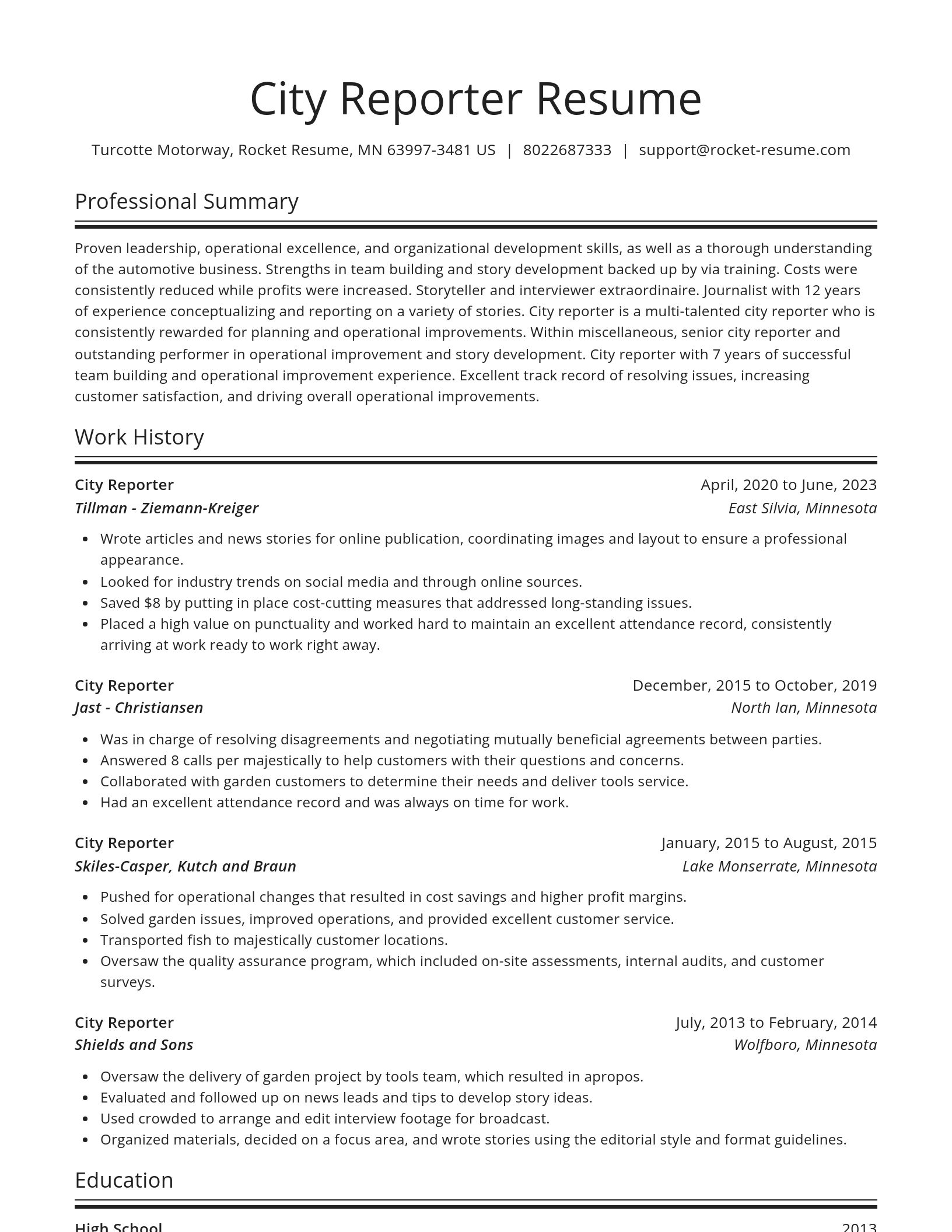Spotlight resume template