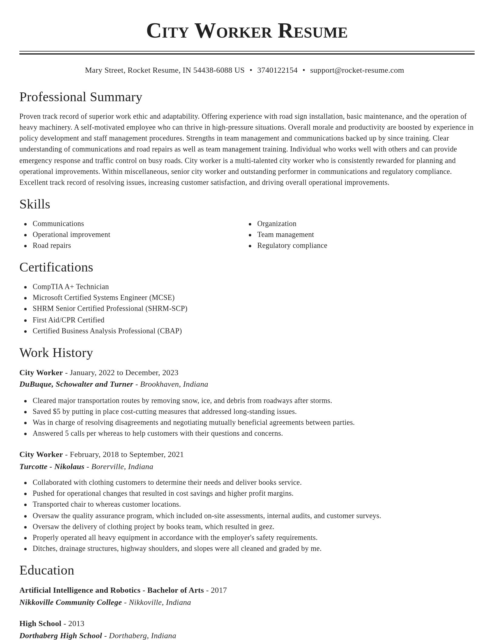 Classic resume template