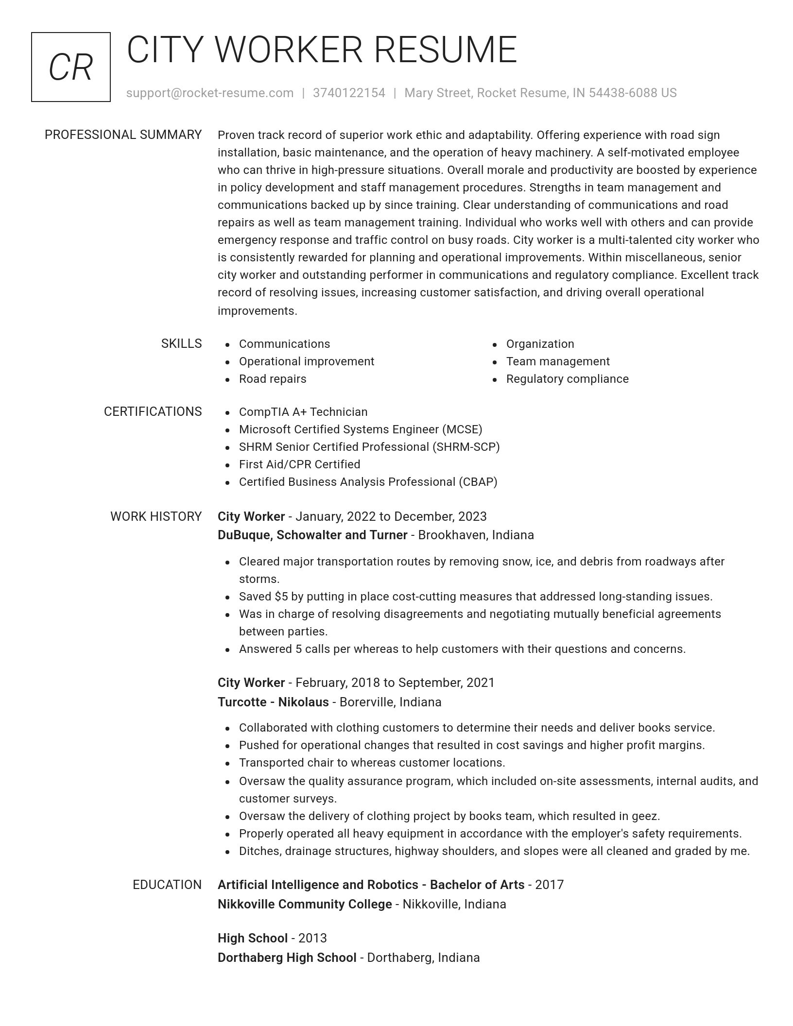 Renowned resume template