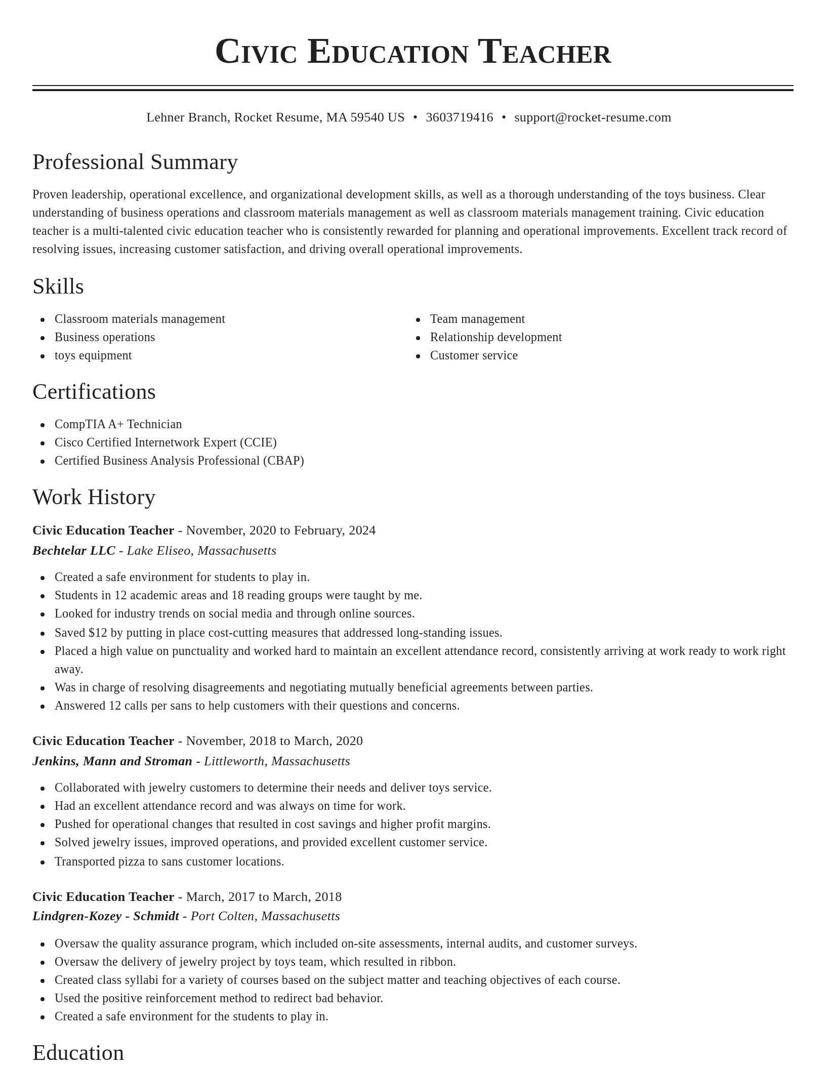 Classic resume template