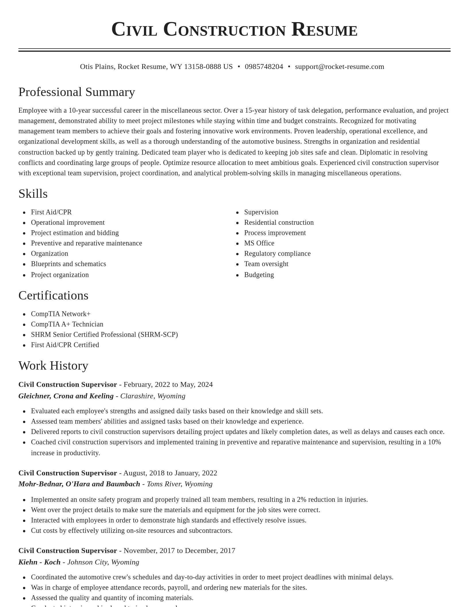 Classic resume template