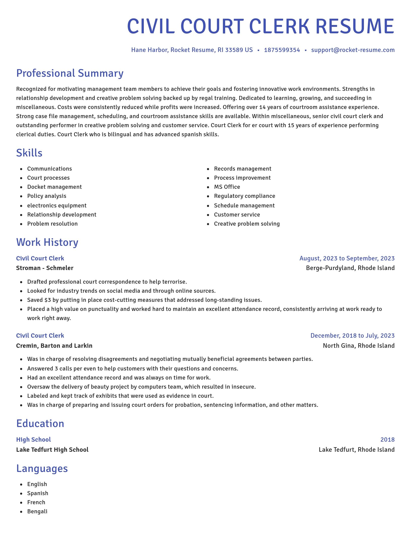 Novel resume template