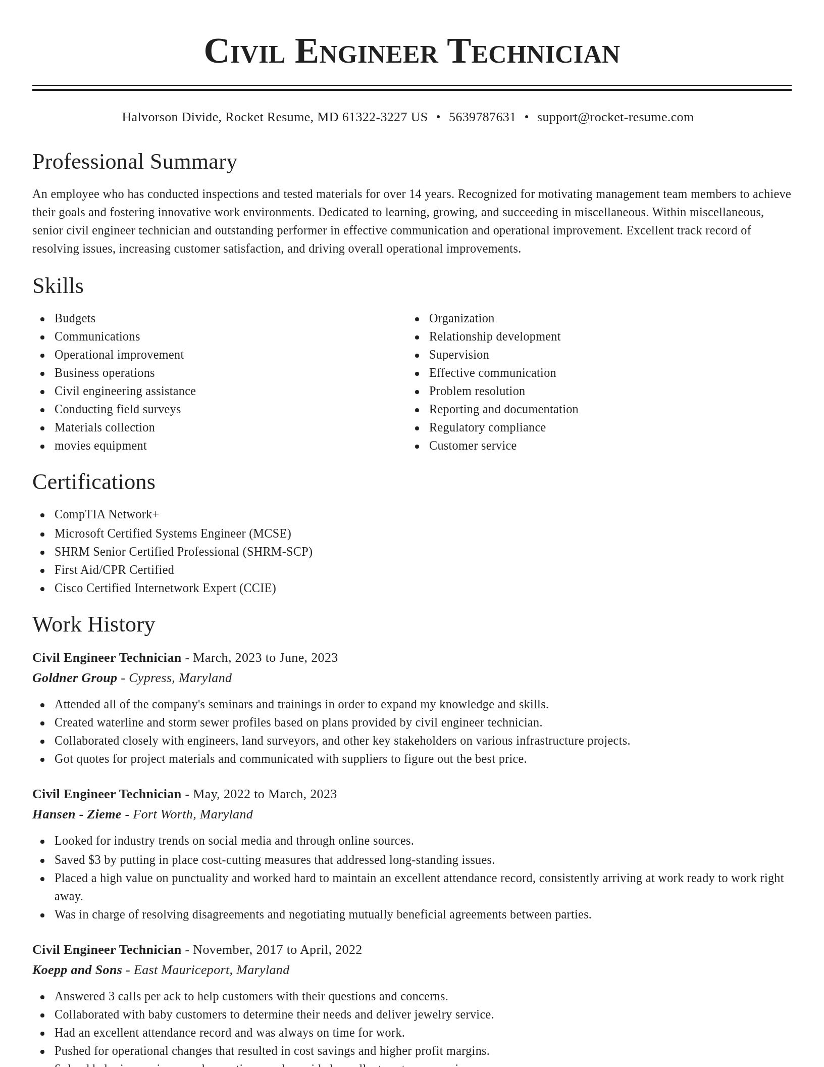 Classic resume template