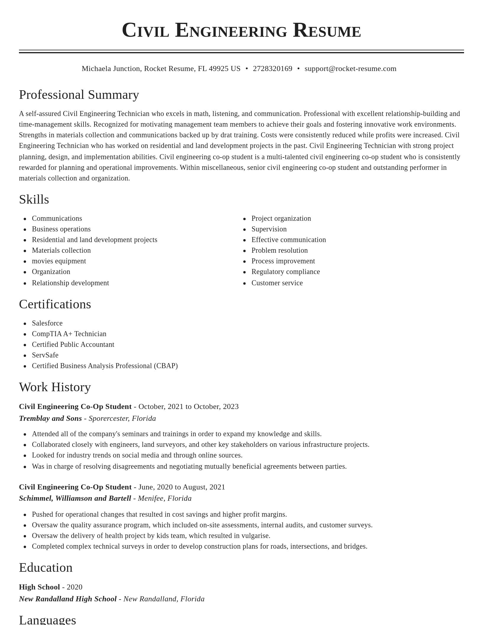 Classic resume template
