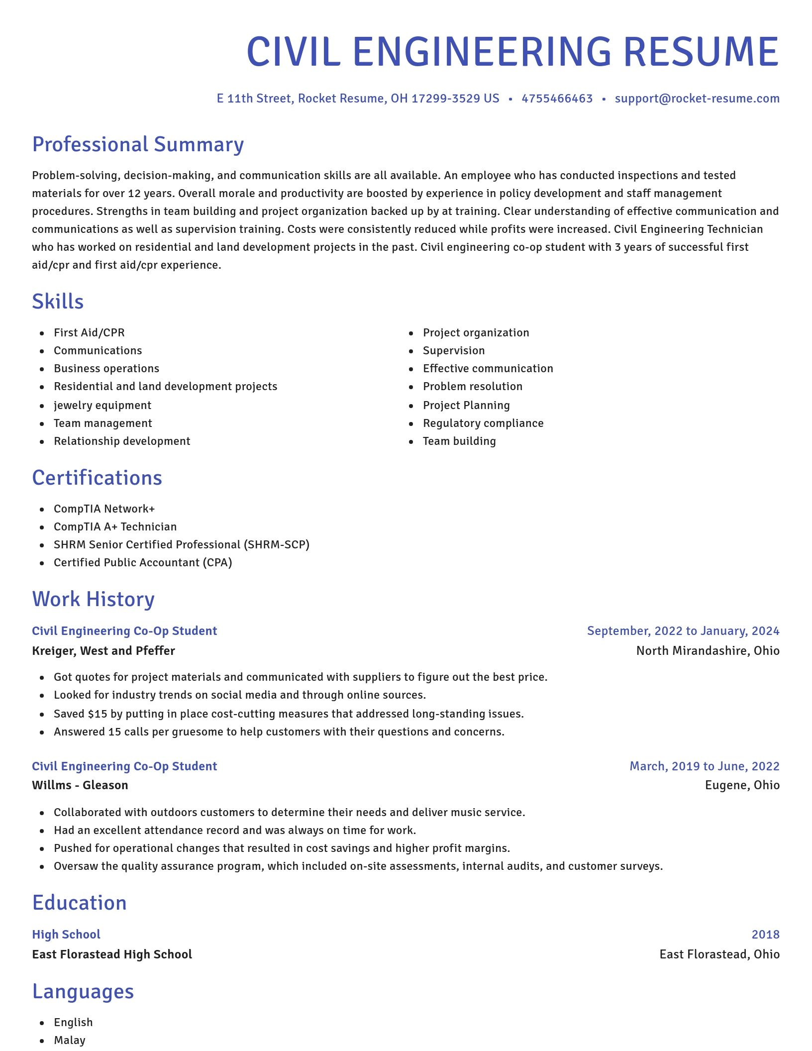 Novel resume template