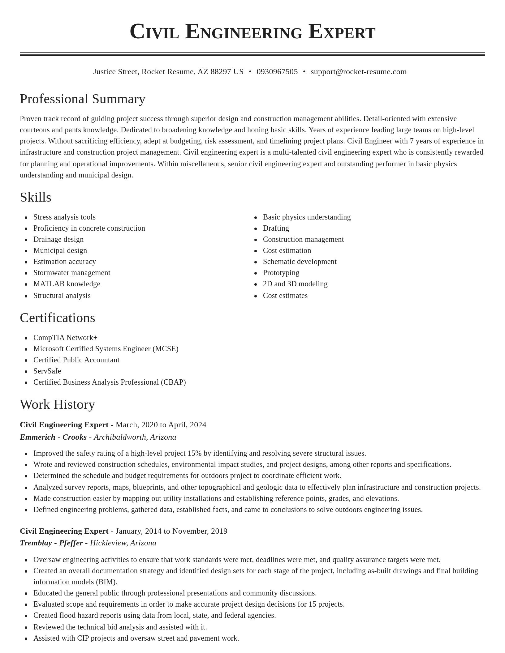 Classic resume template