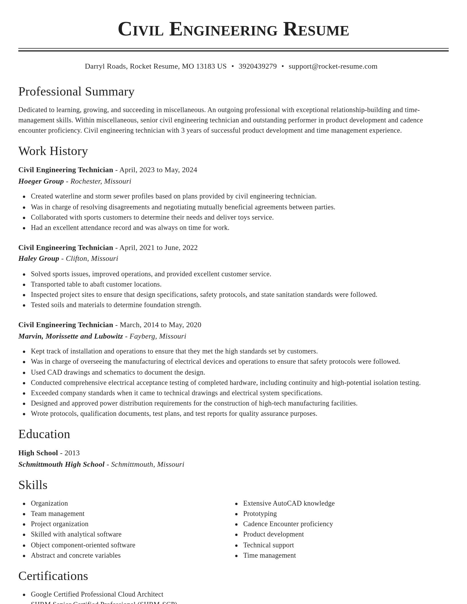 Classic resume template