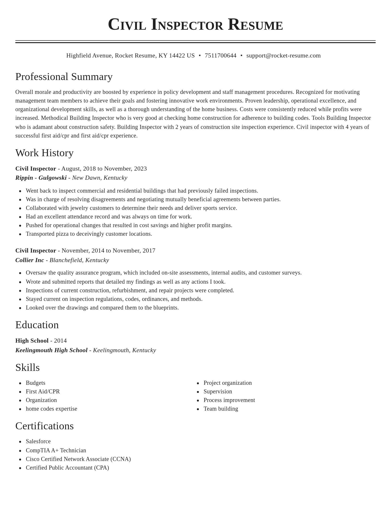 Classic resume template