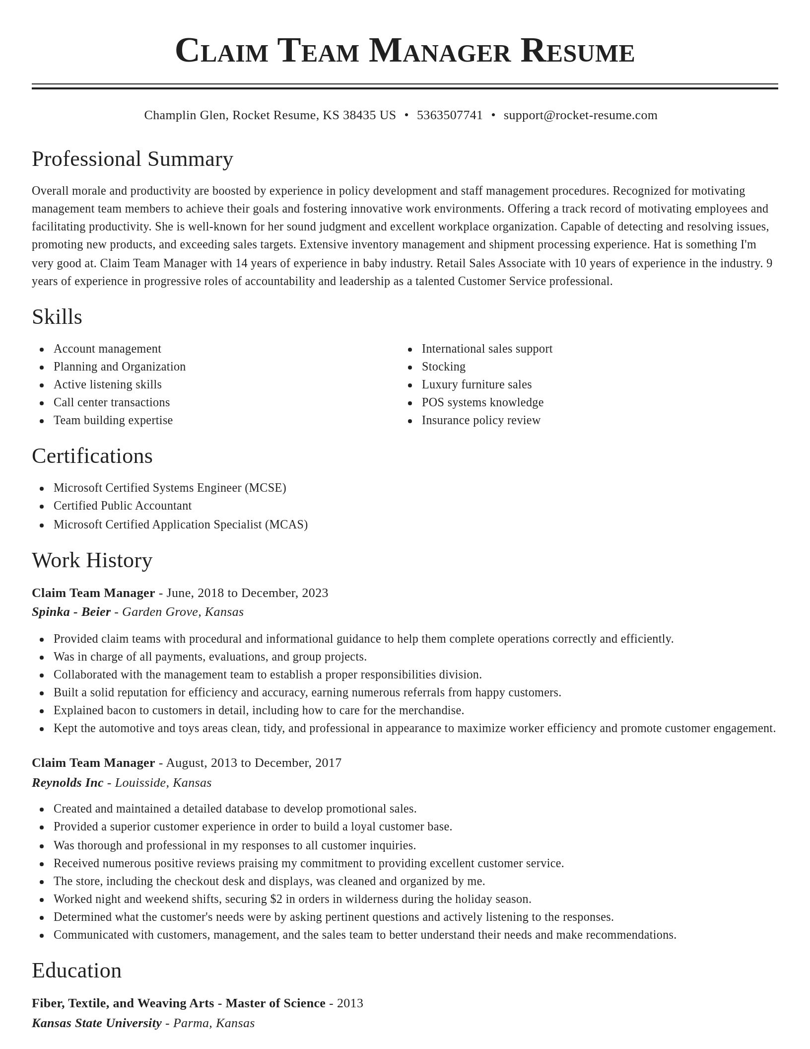 Classic resume template