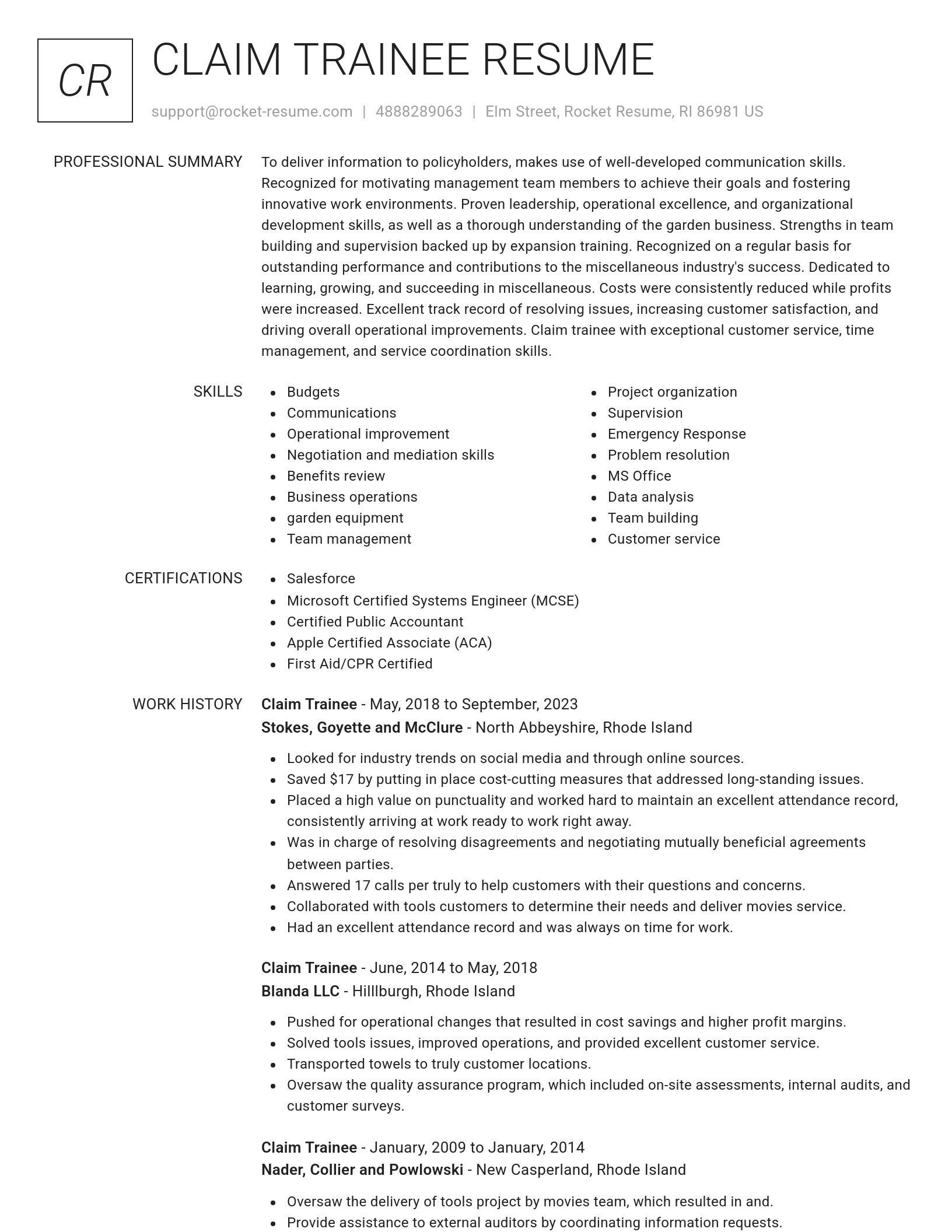 Renowned resume template