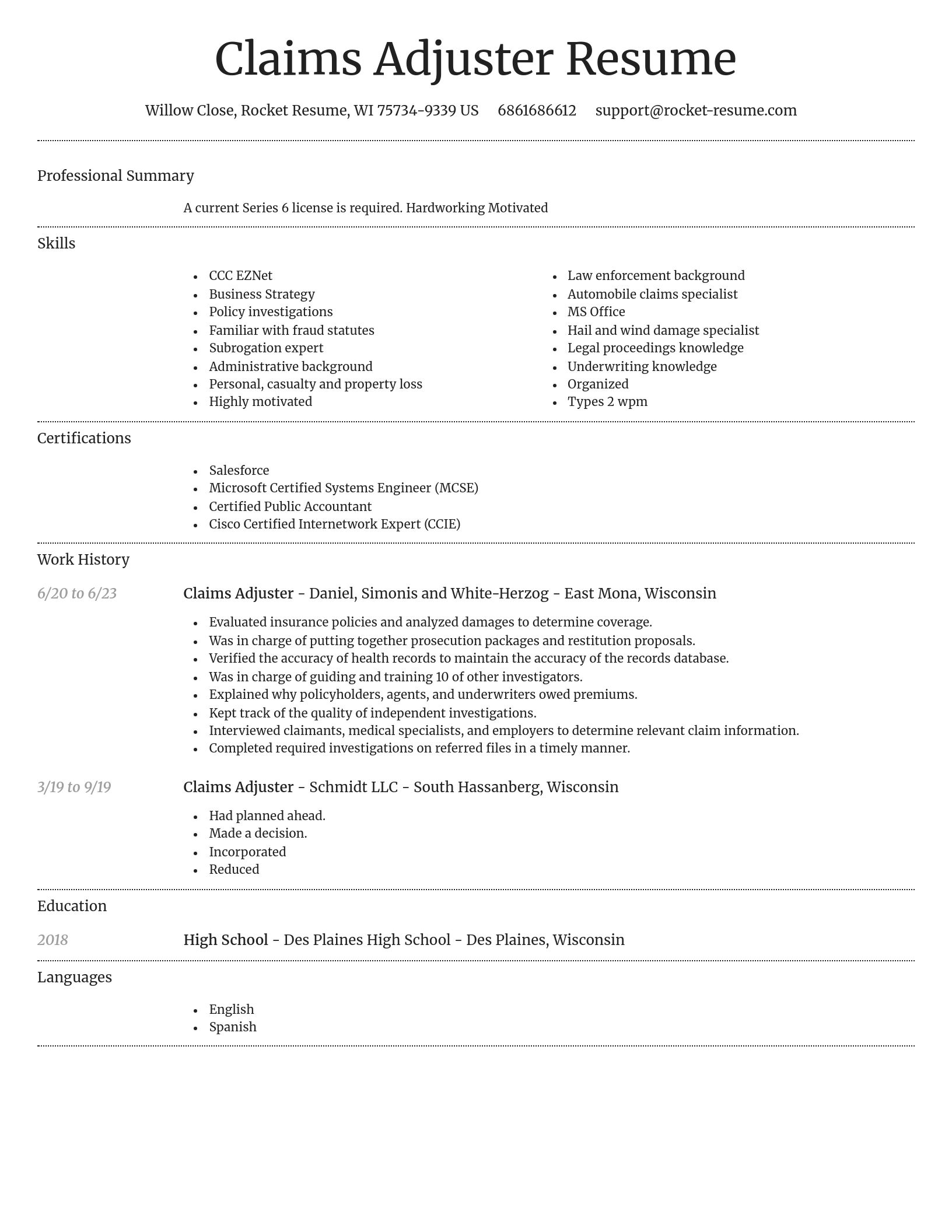 Dignified resume template