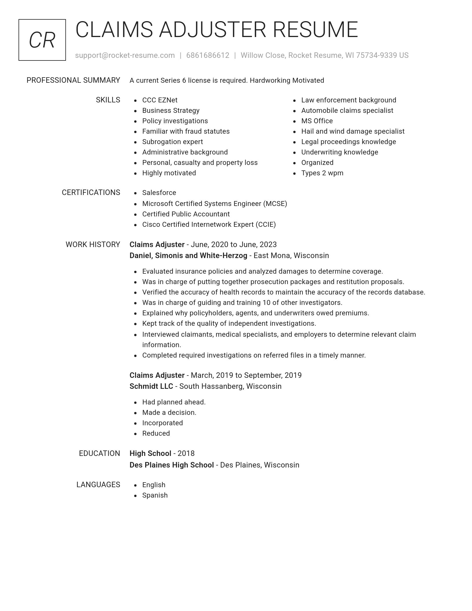 Renowned resume template