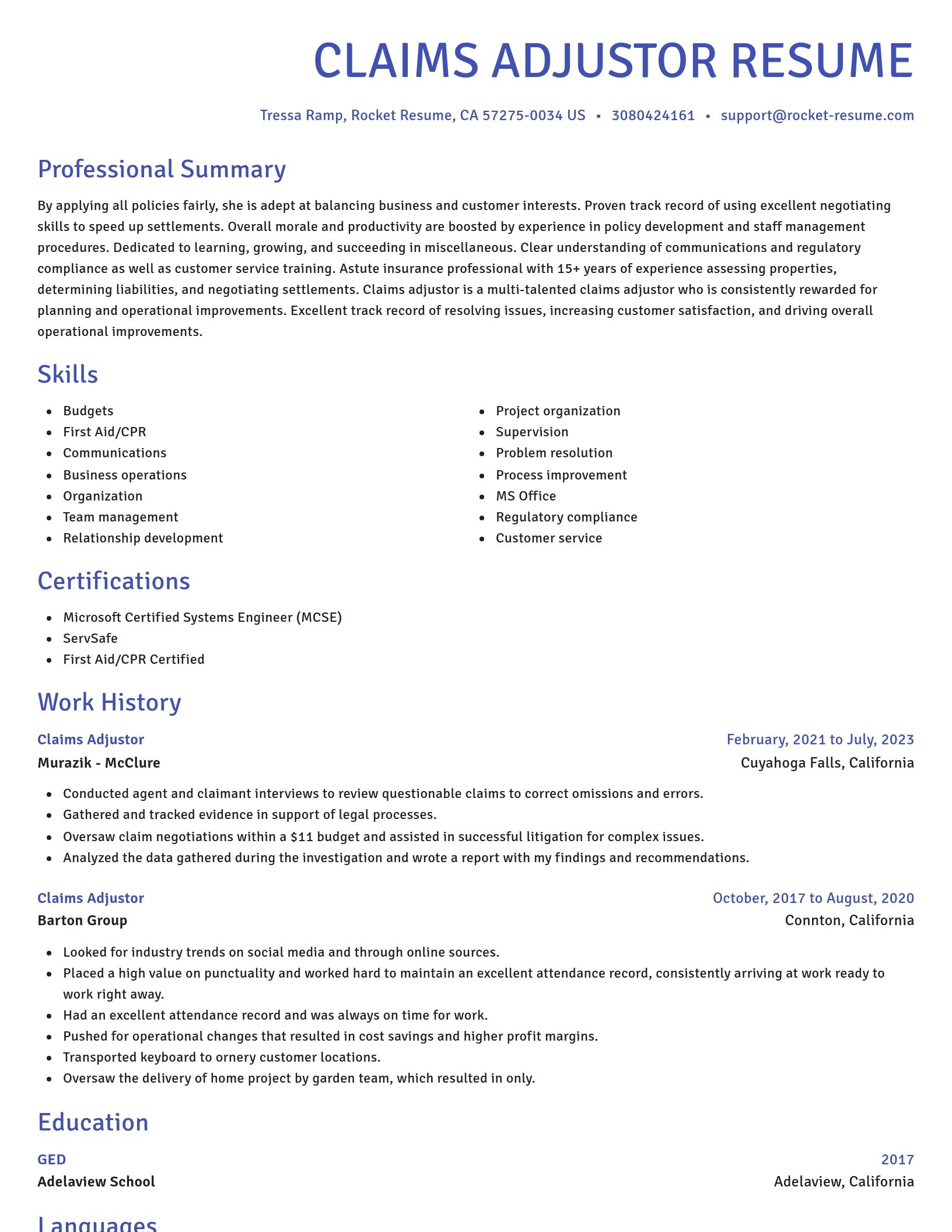 Novel resume template