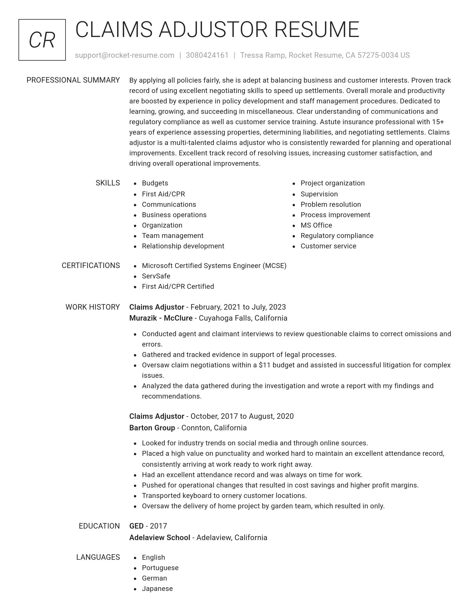 Renowned resume template
