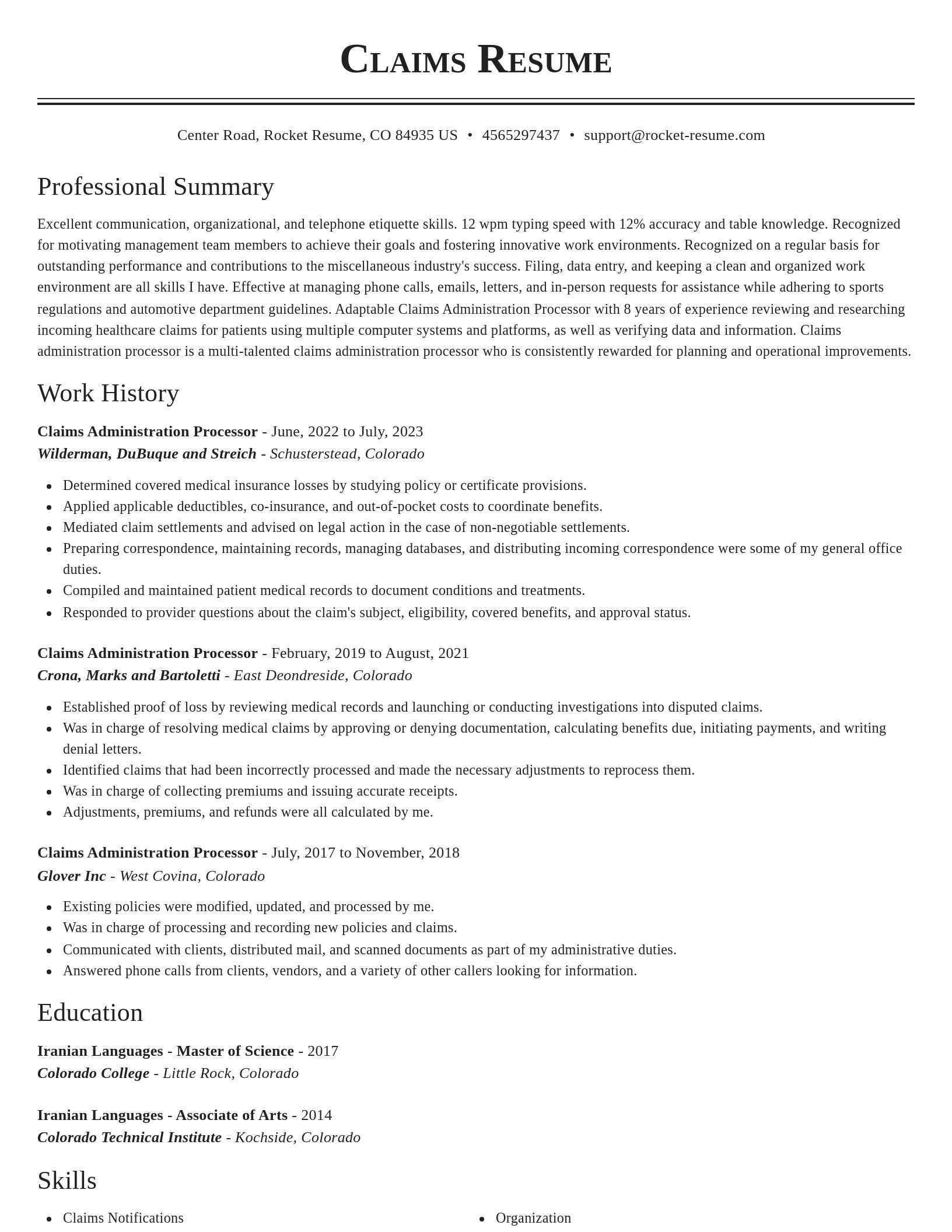 Classic resume template