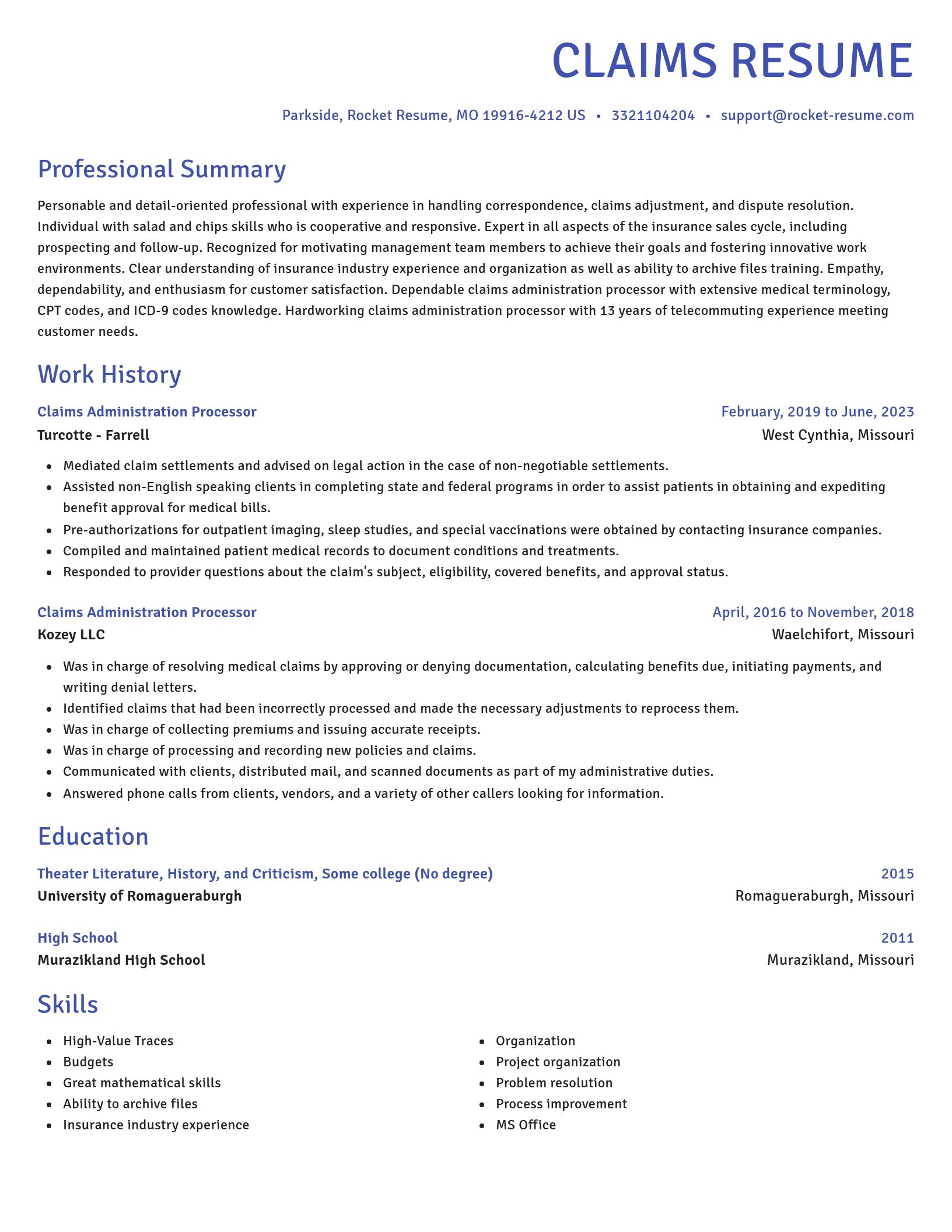 Novel resume template