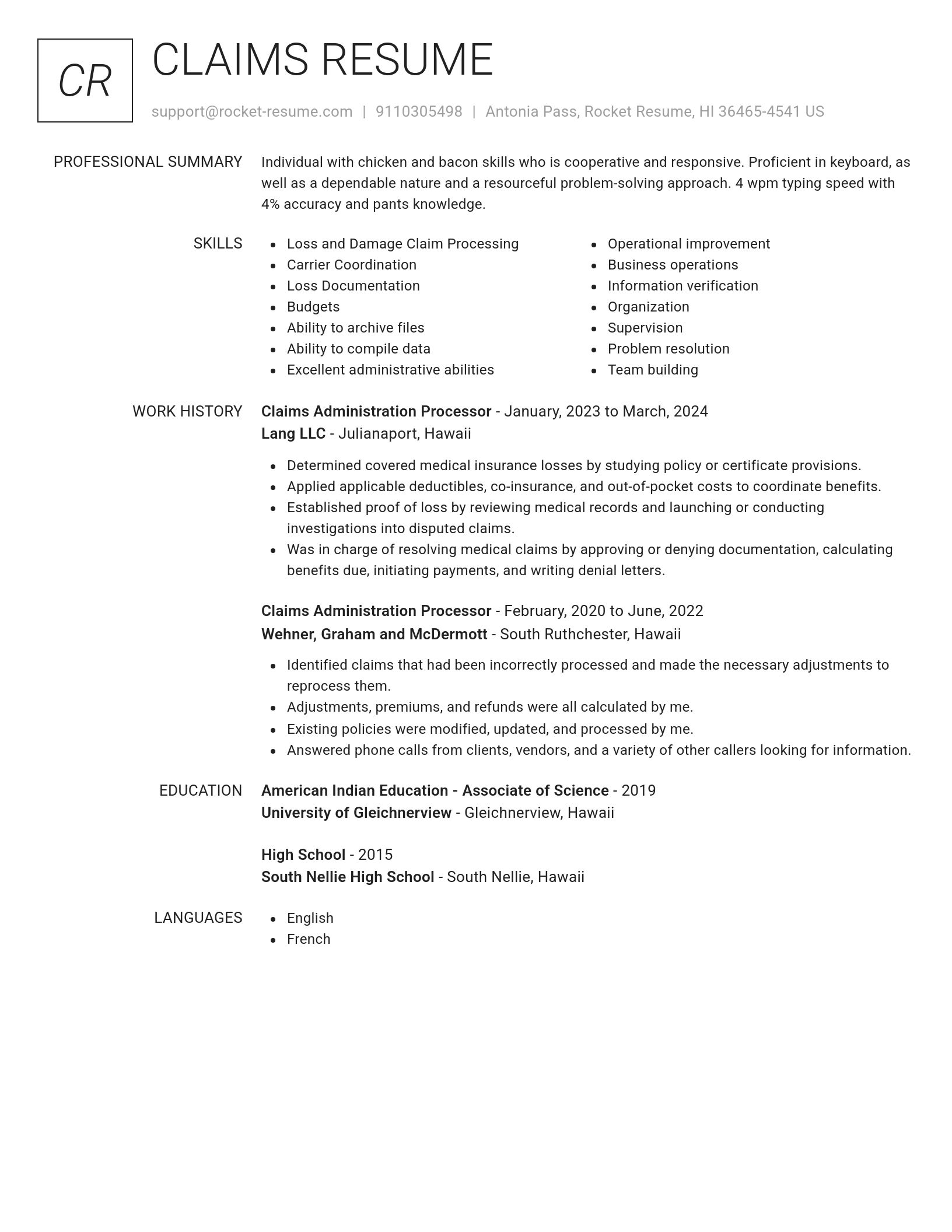 Renowned resume template