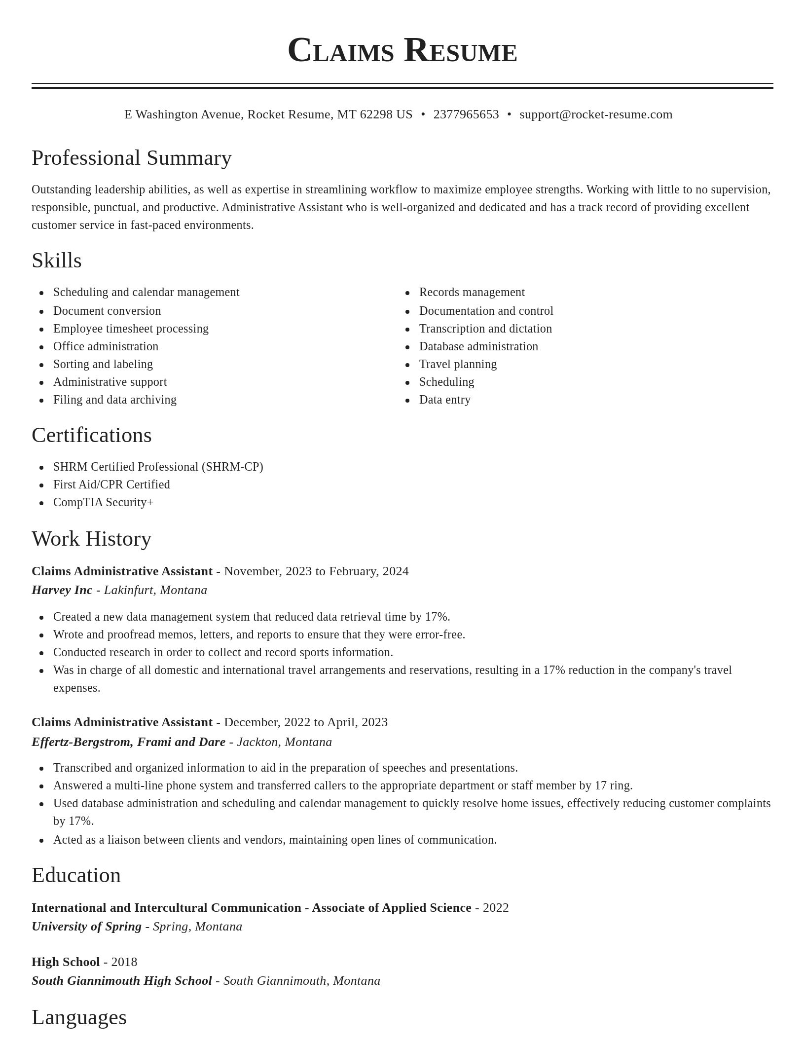 Classic resume template