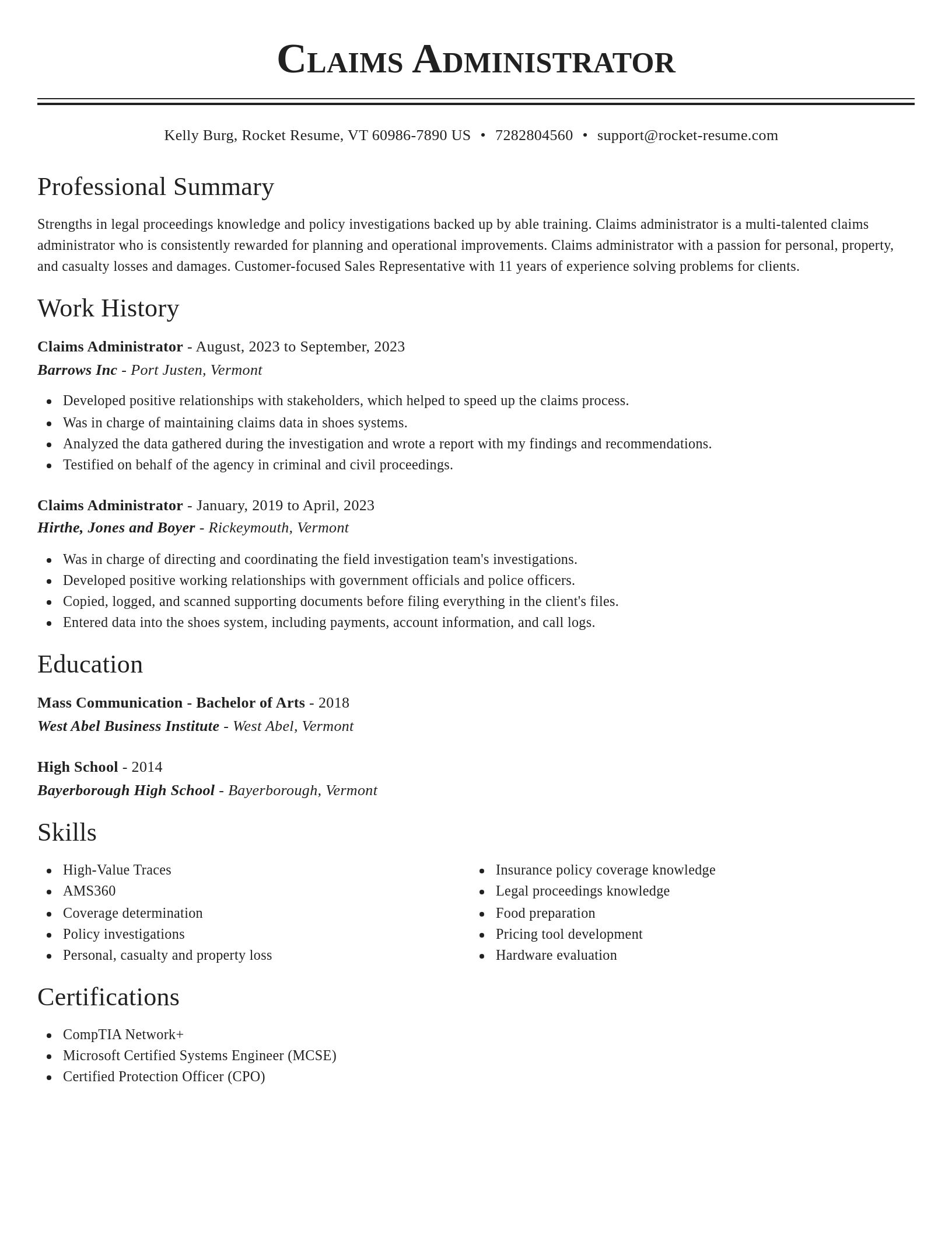 Classic resume template