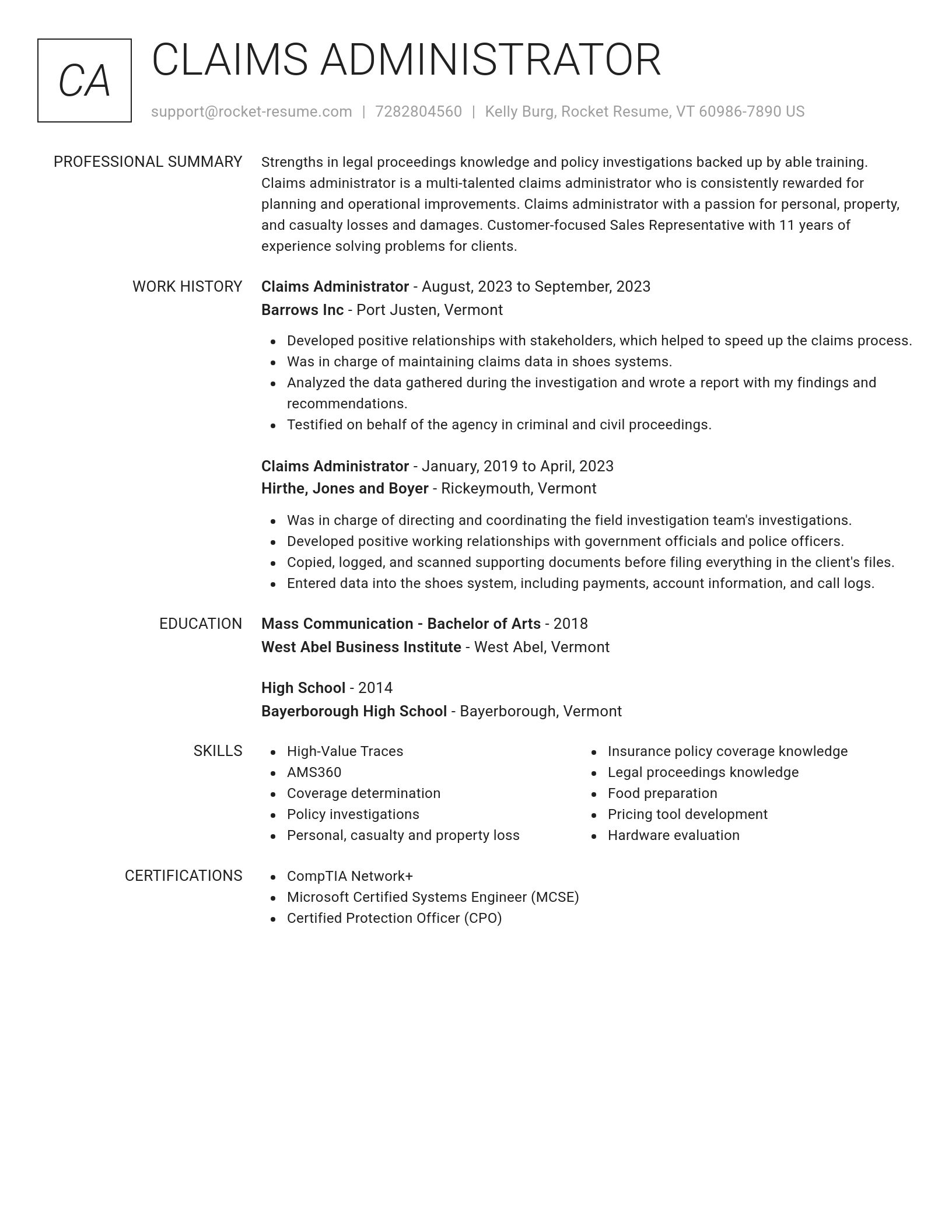 Renowned resume template