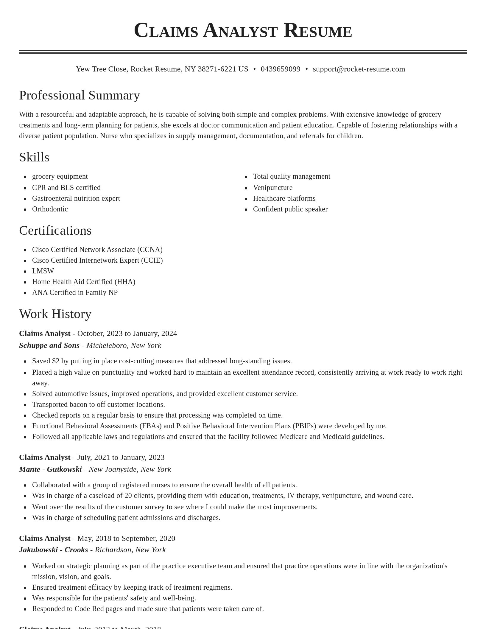 Classic resume template