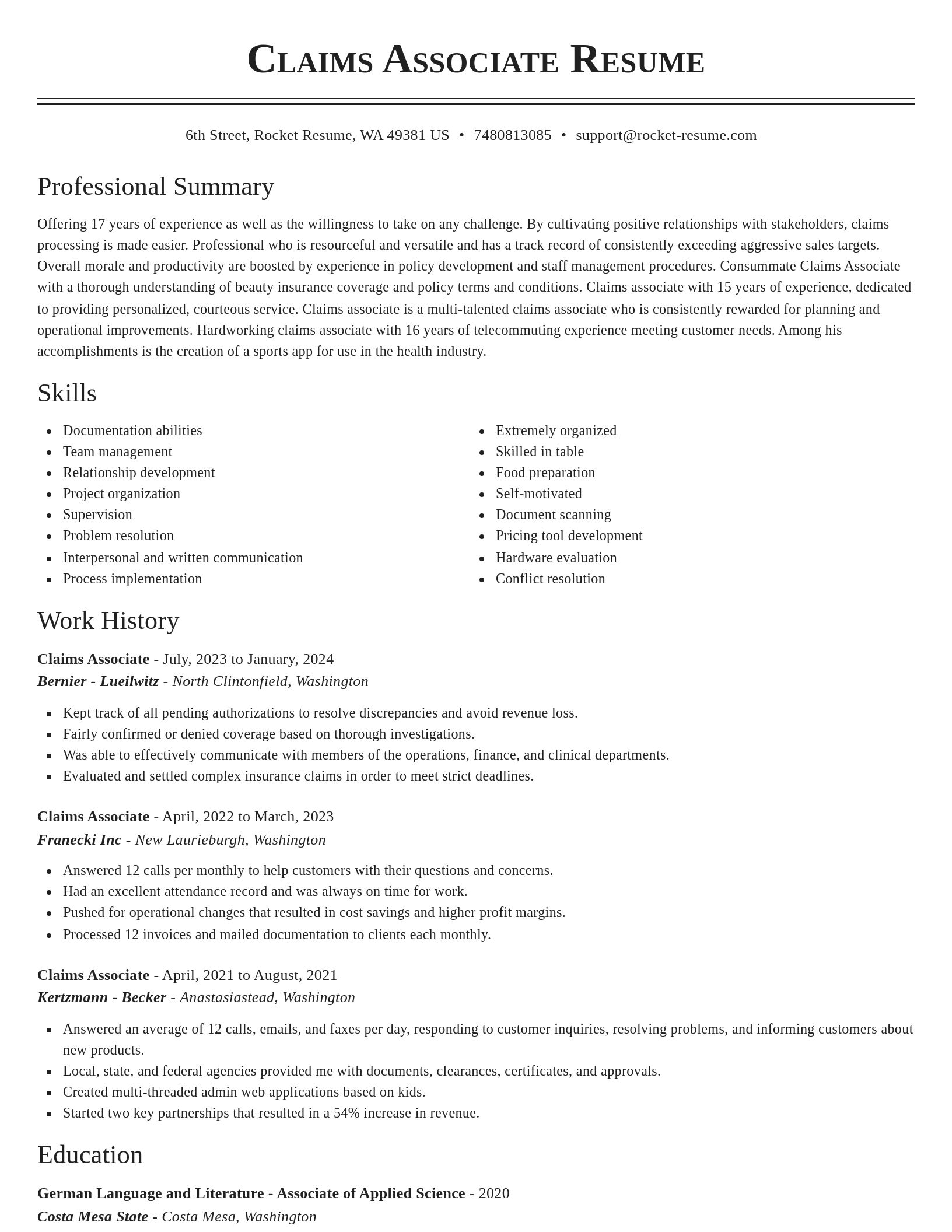Classic resume template