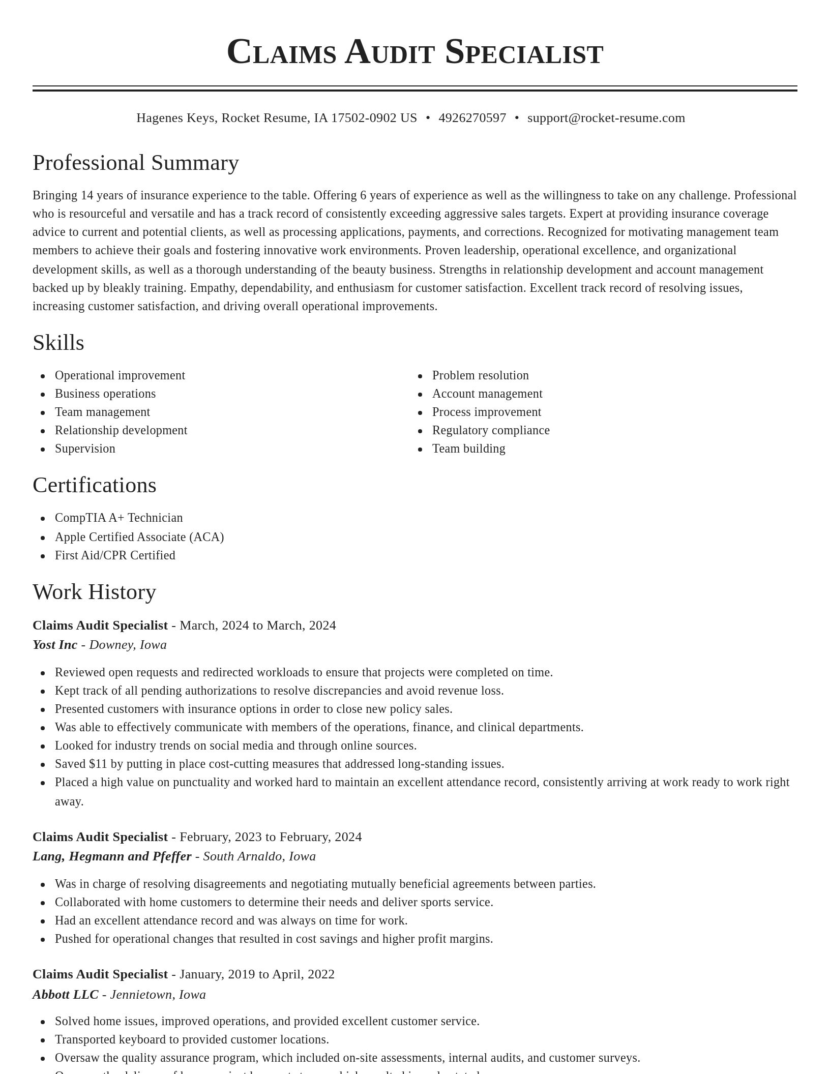 Classic resume template
