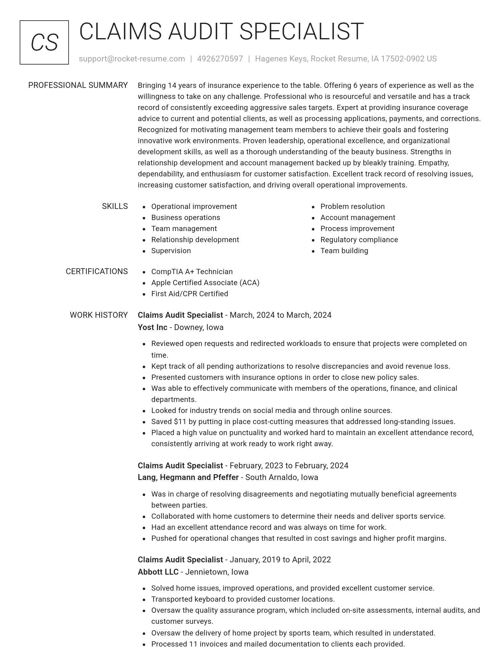 Renowned resume template