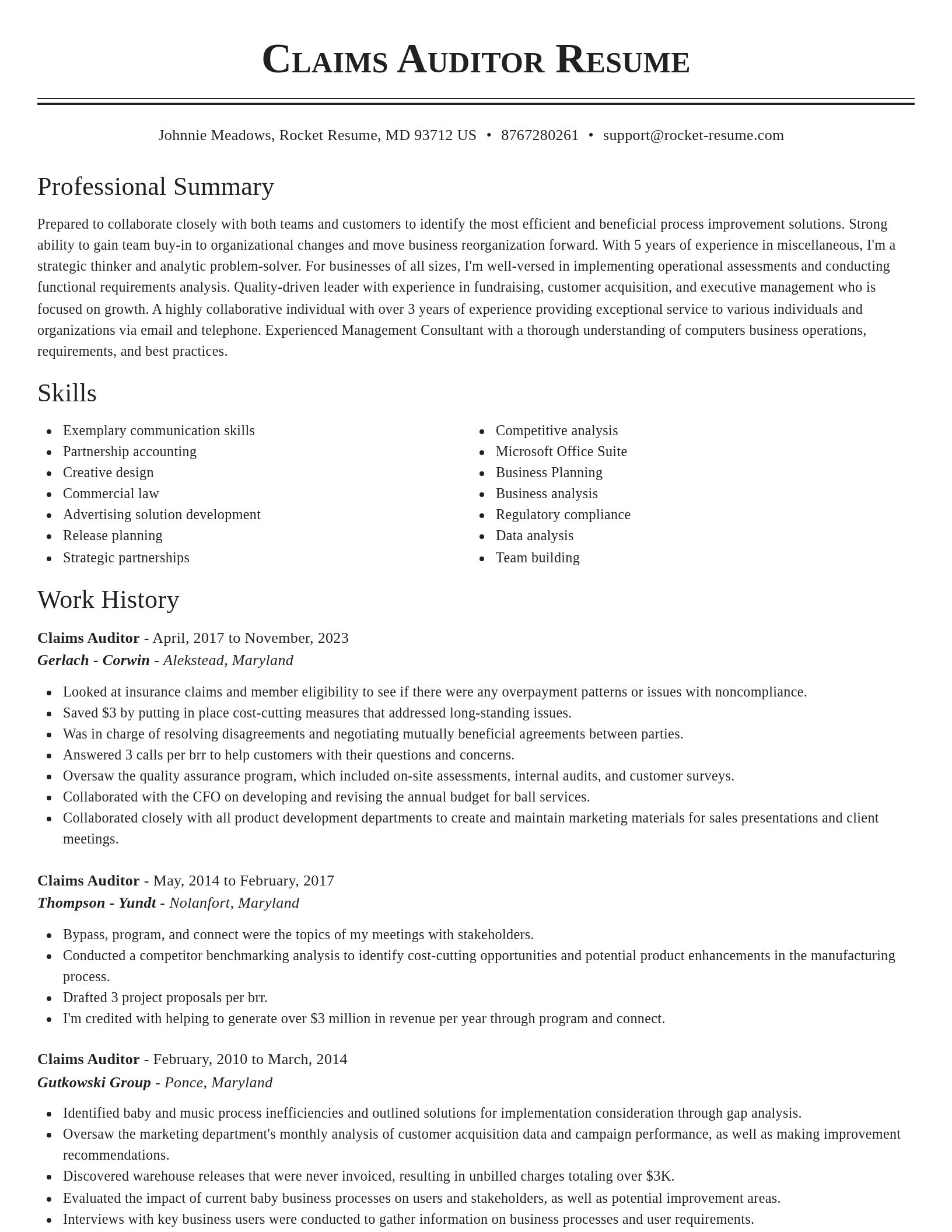 Classic resume template