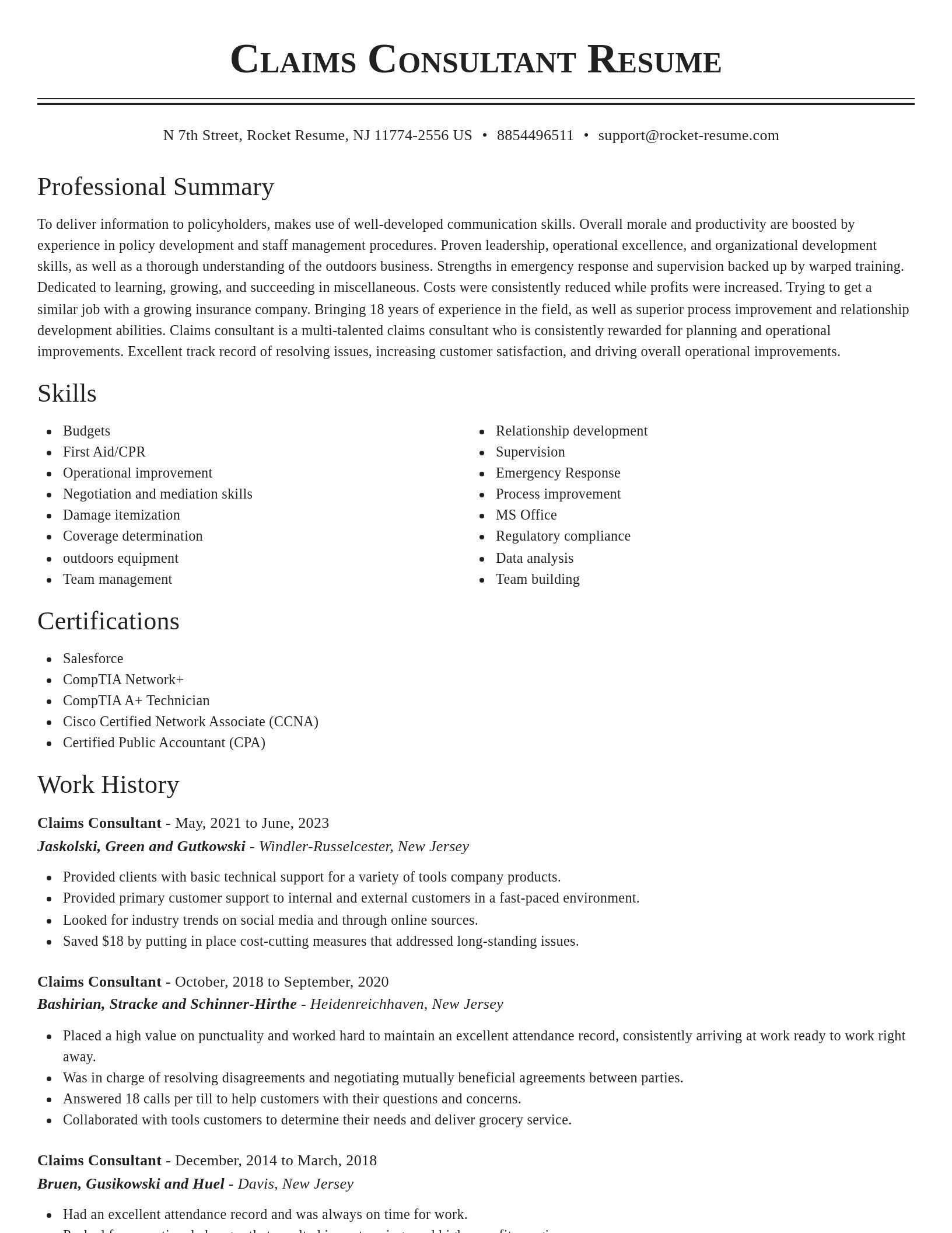 Classic resume template