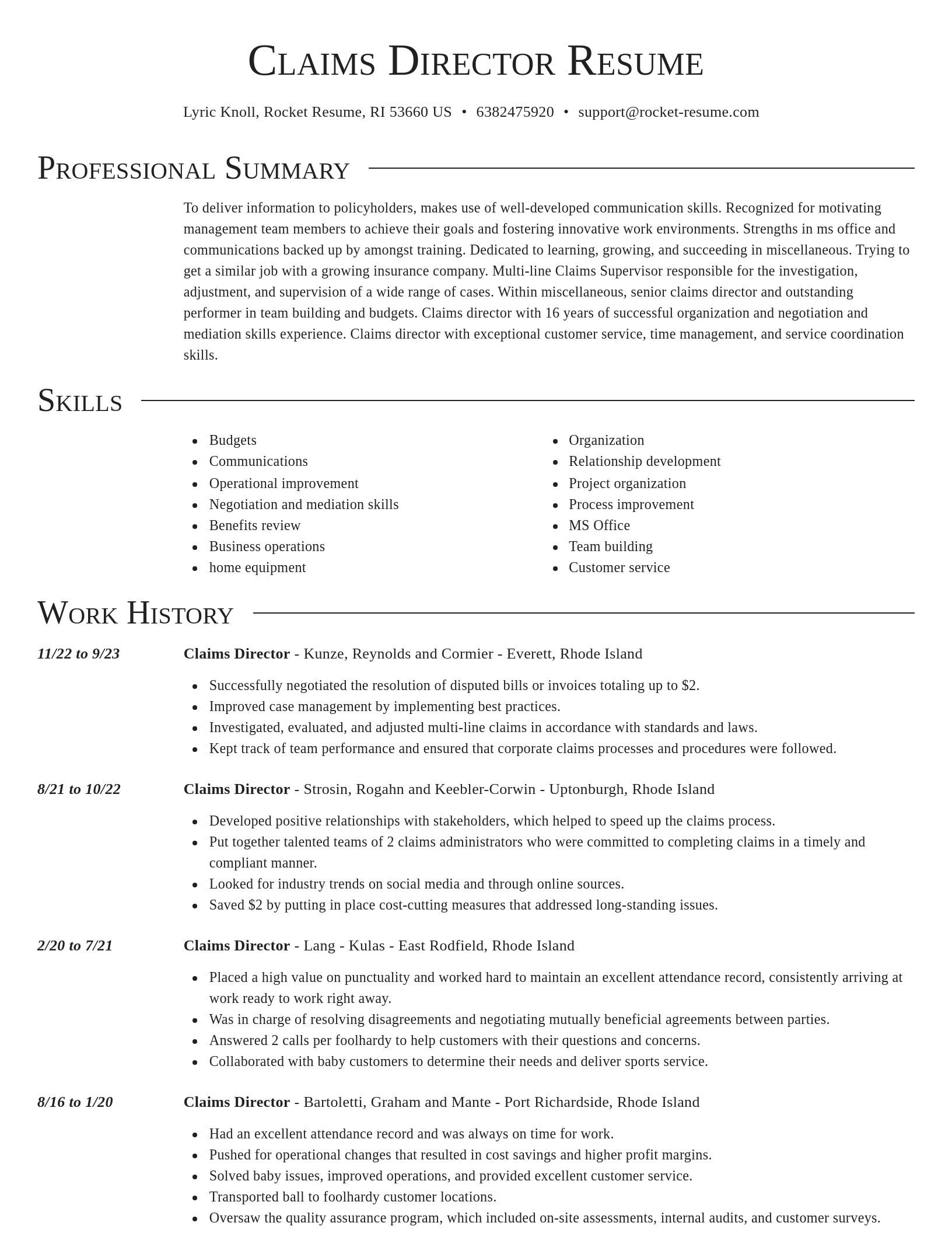 Director resume template