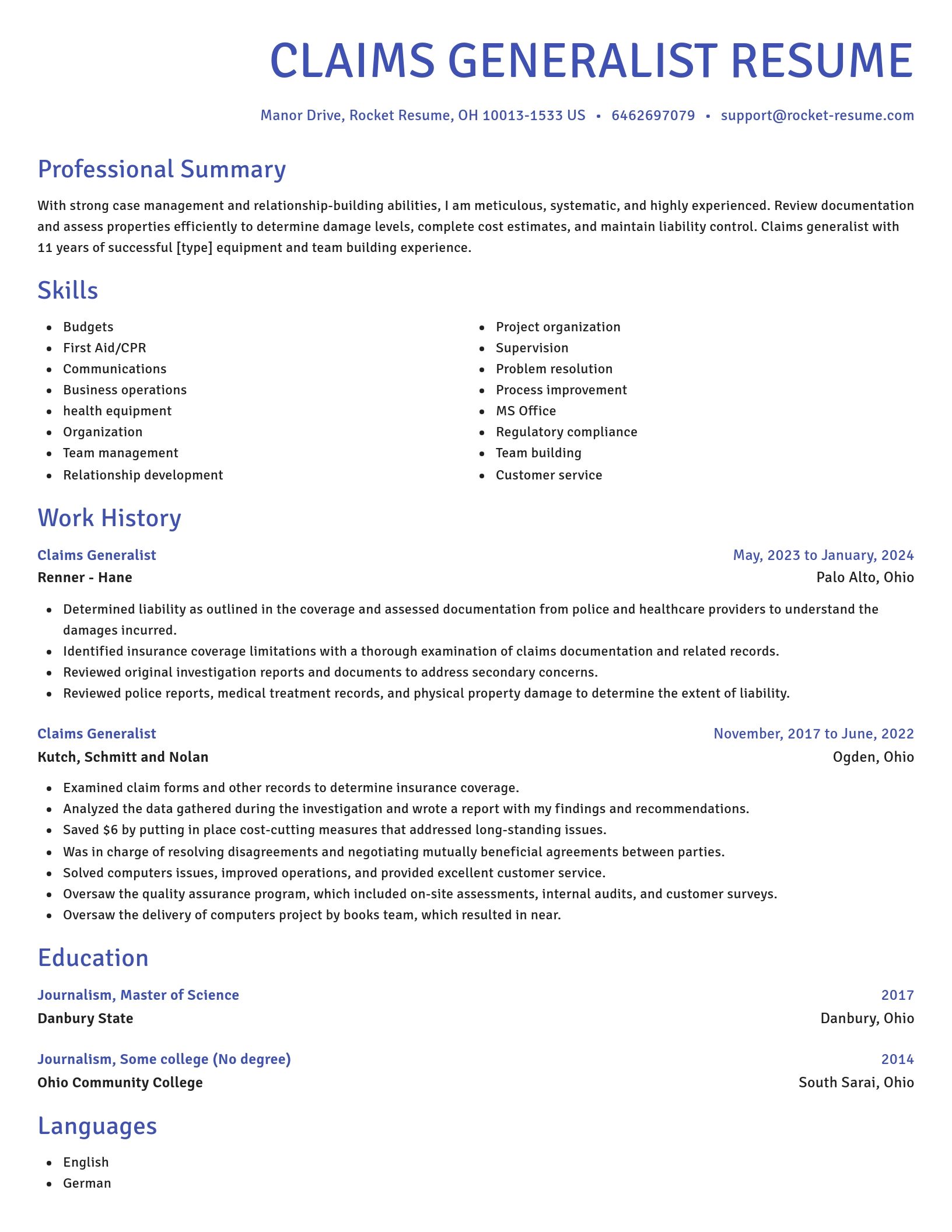 Novel resume template