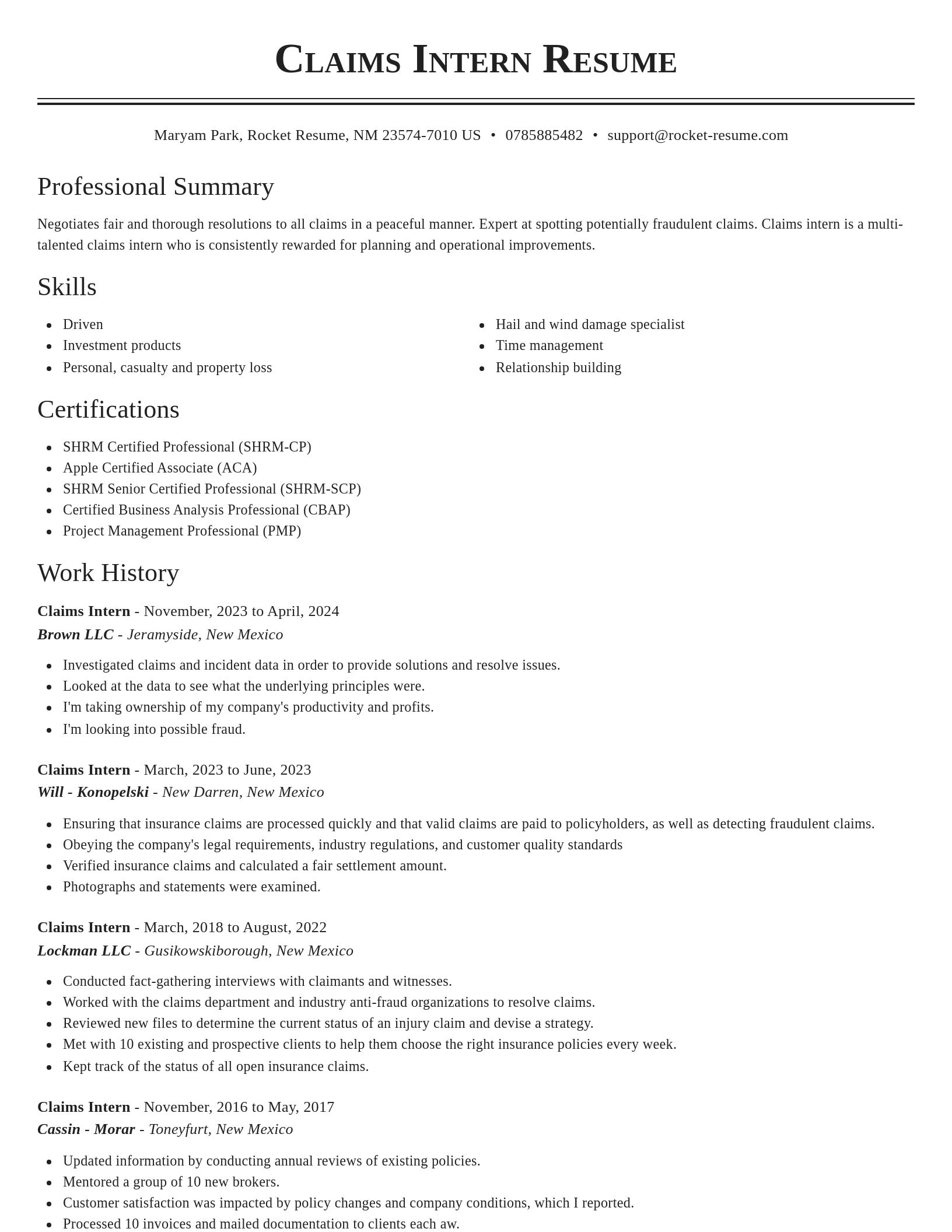 Classic resume template