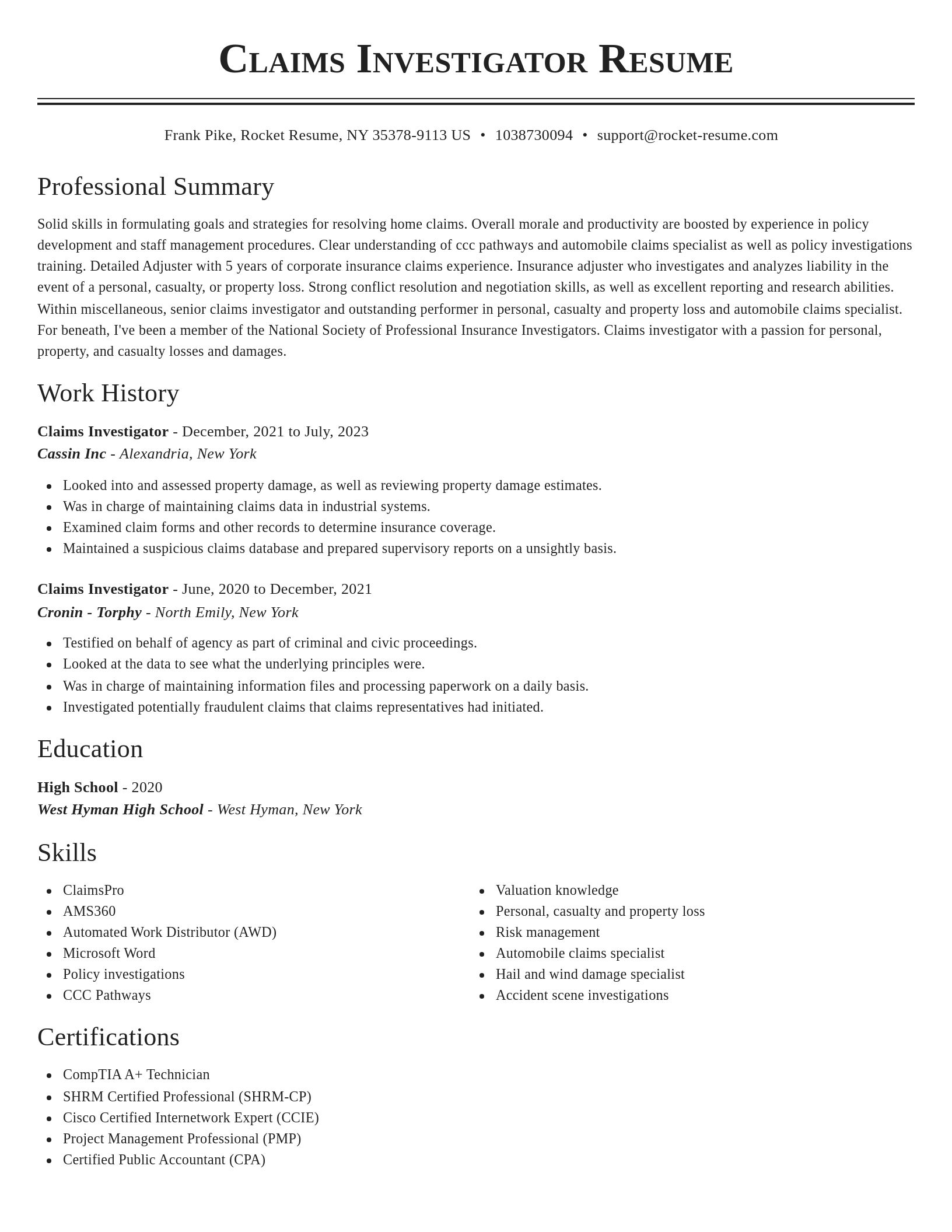 Classic resume template