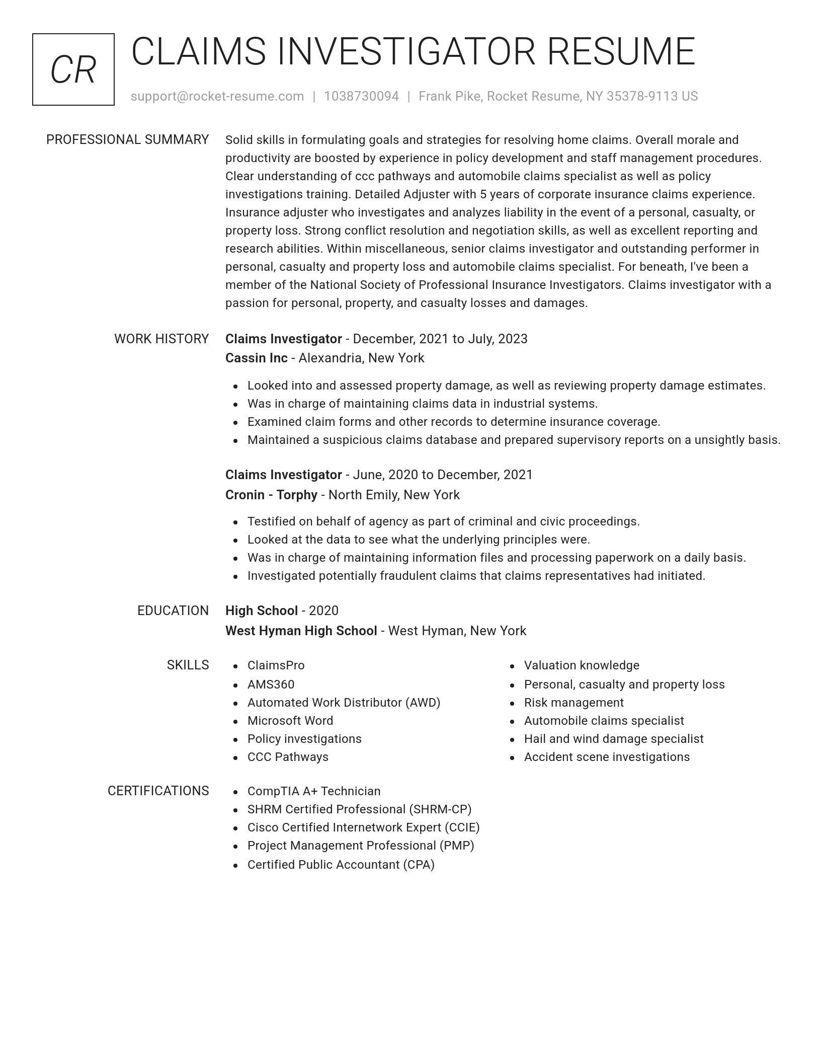 Renowned resume template