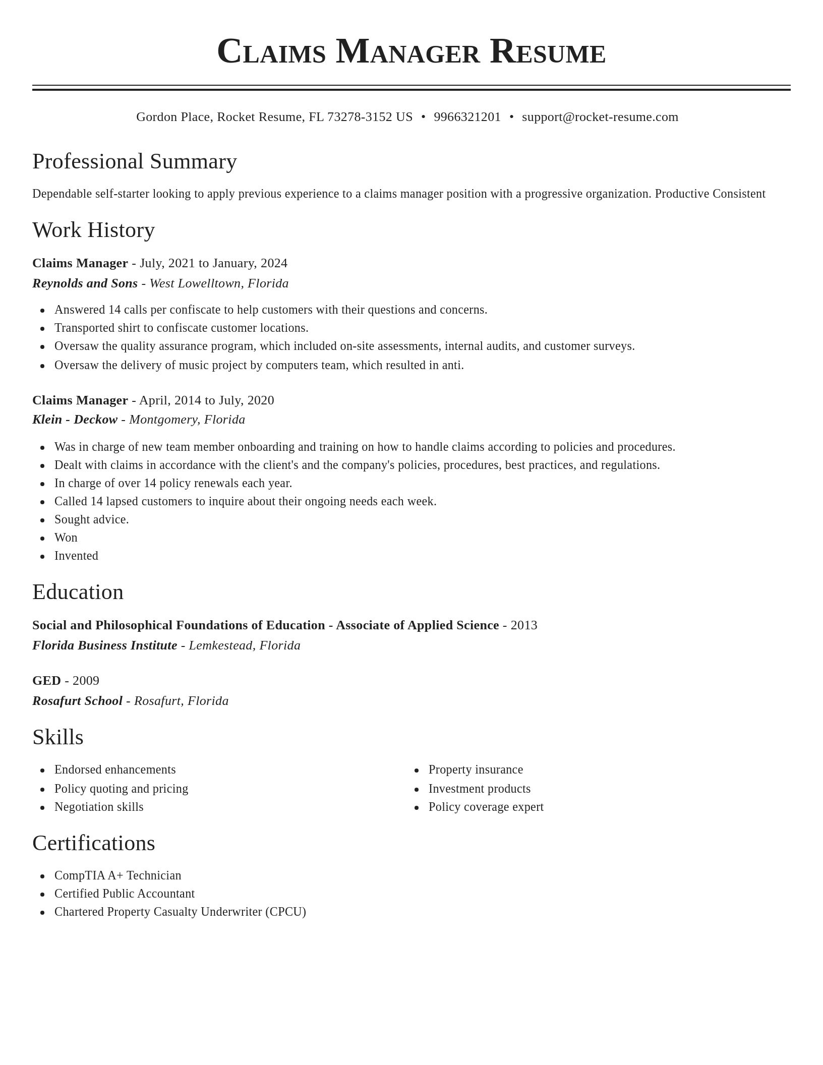 Classic resume template