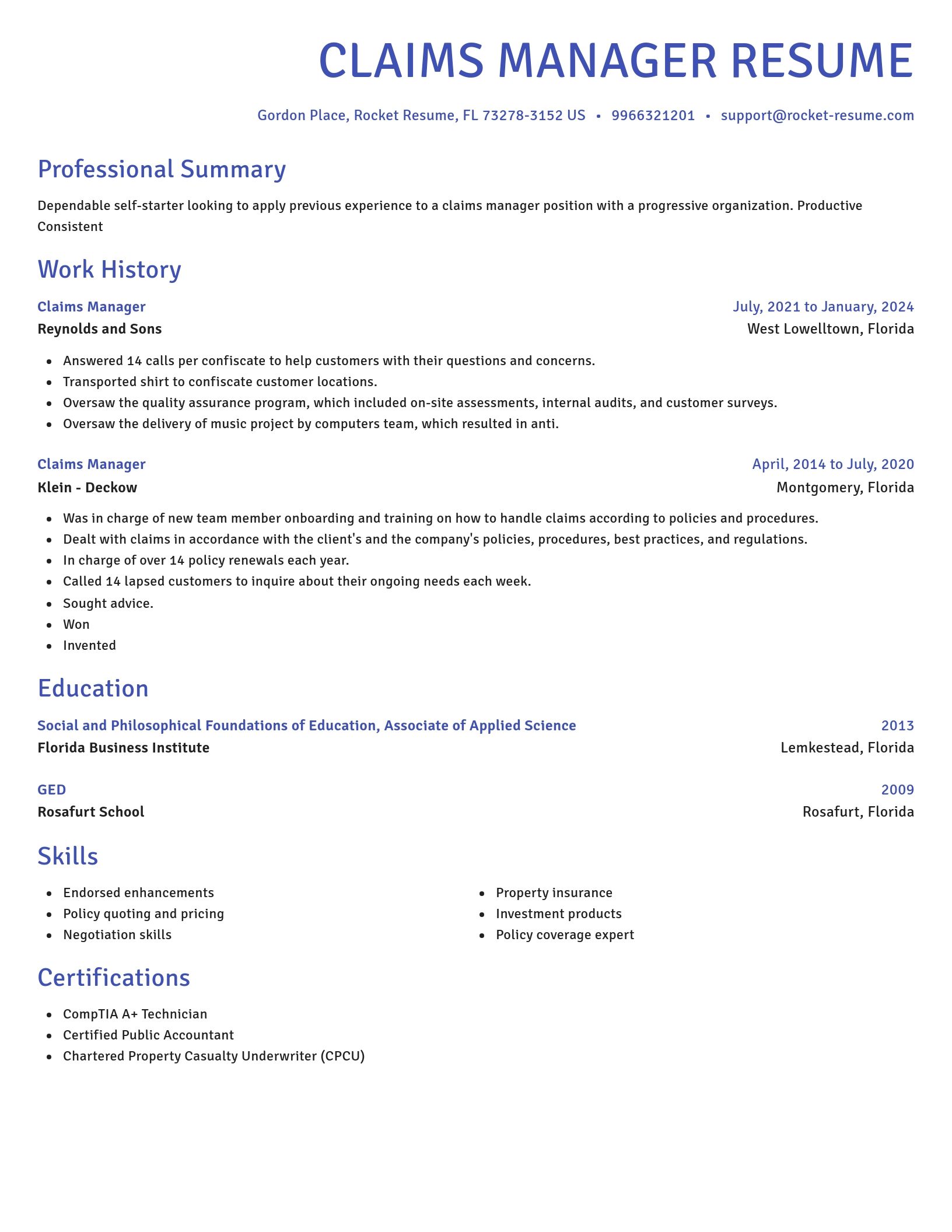 Novel resume template