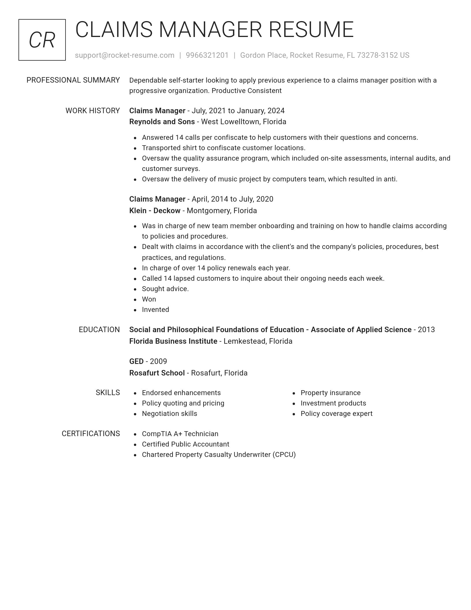Renowned resume template