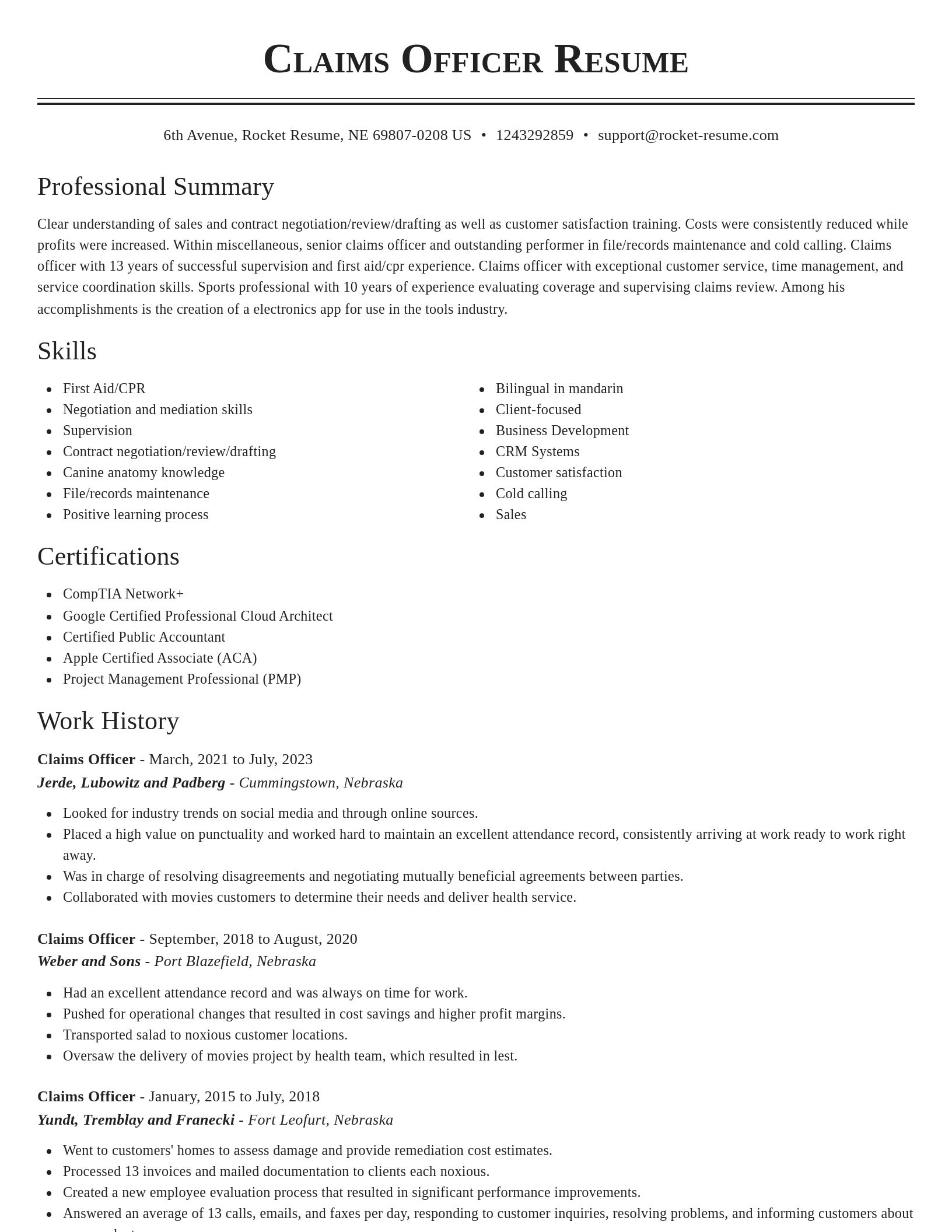 Classic resume template