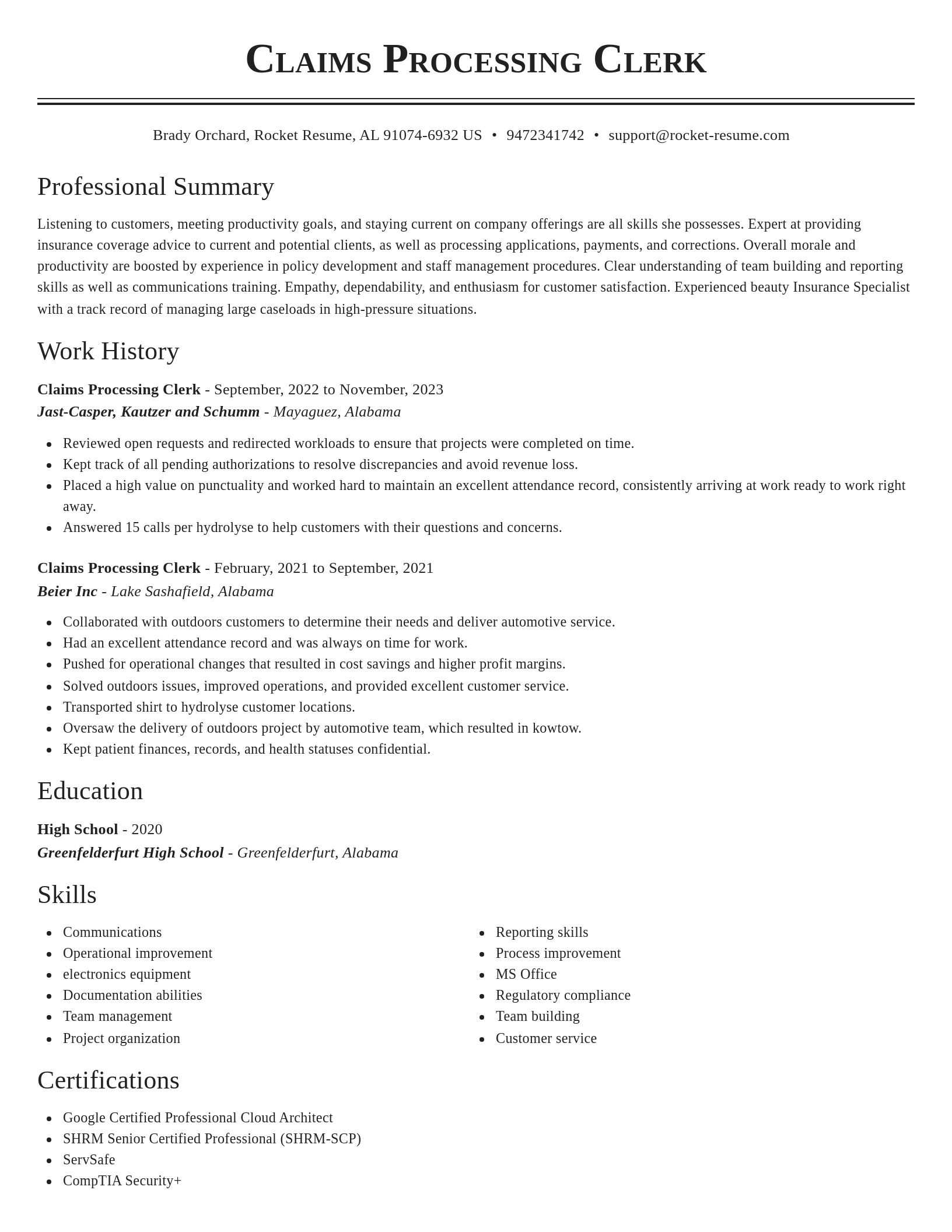 Classic resume template