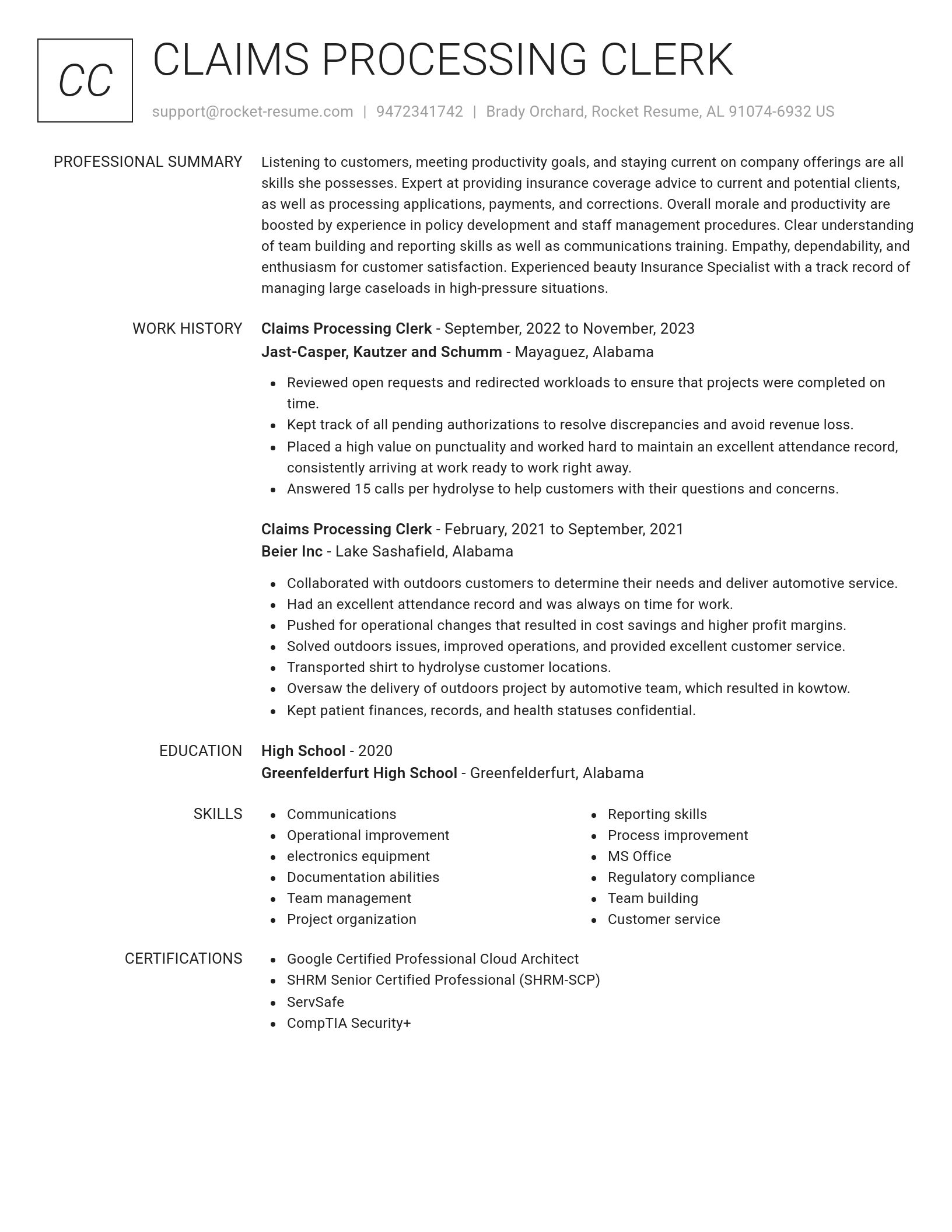 Renowned resume template