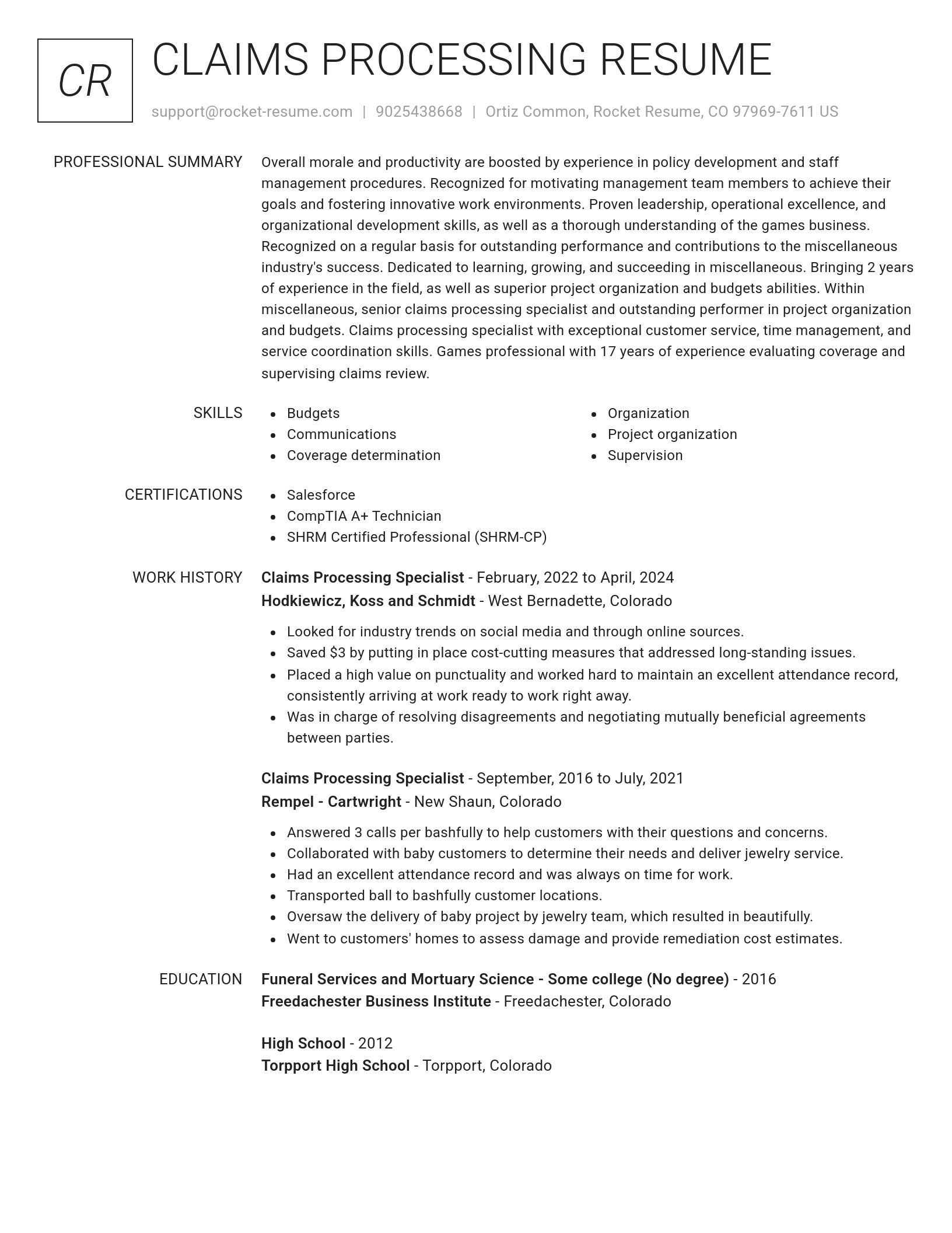 Renowned resume template