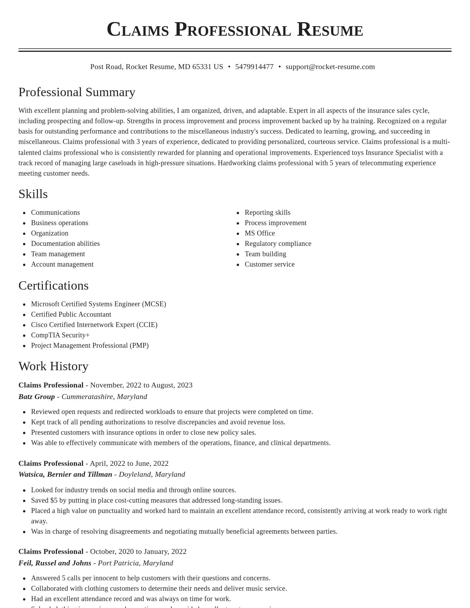 Classic resume template