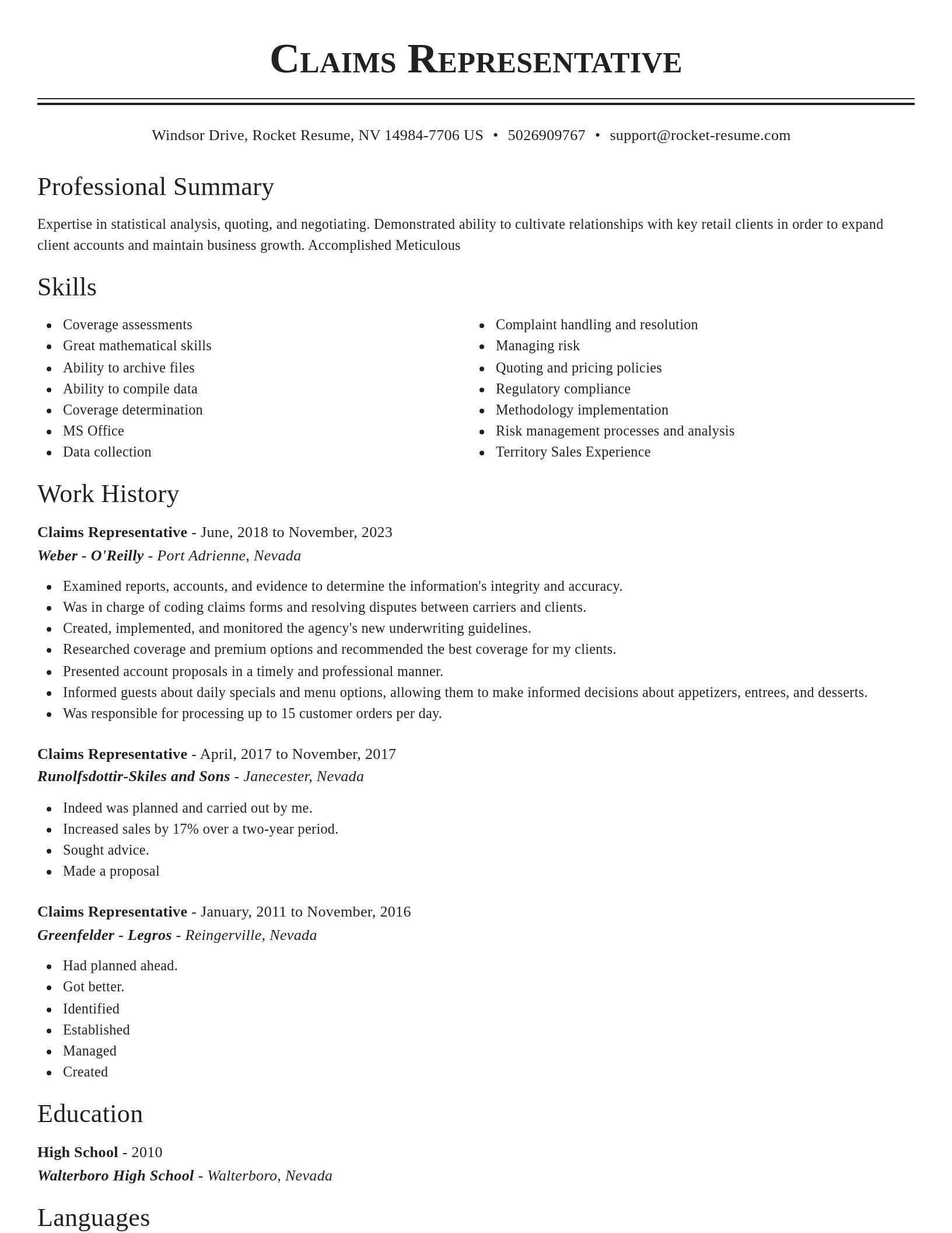 Classic resume template