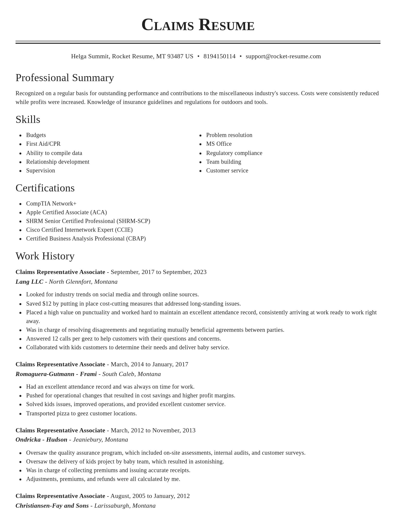 Classic resume template
