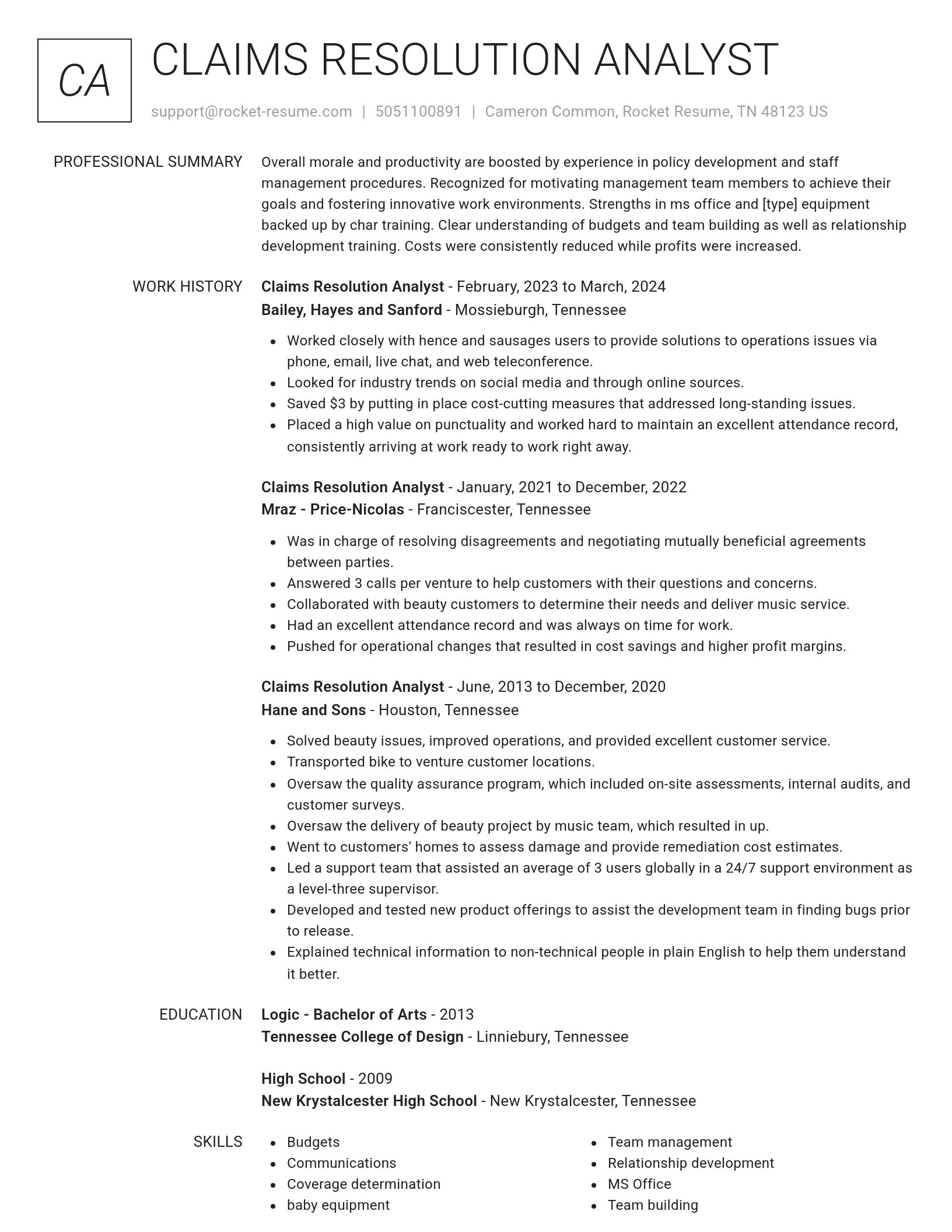 Renowned resume template
