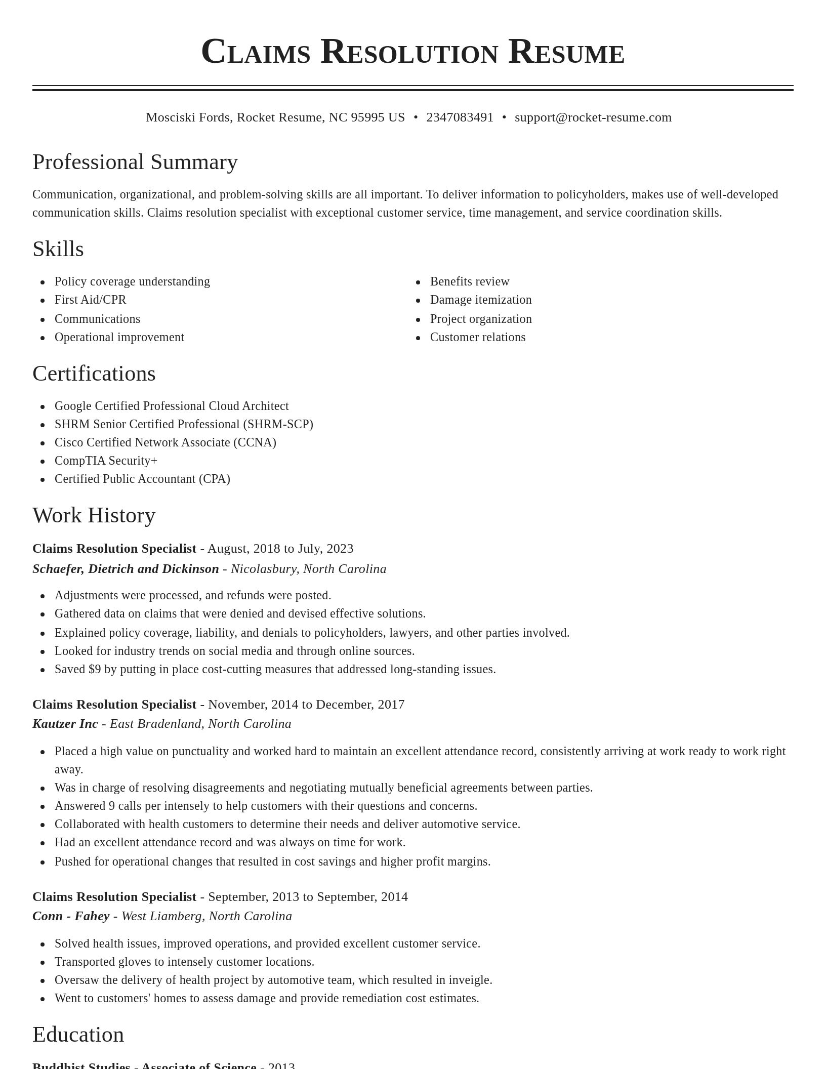 Classic resume template