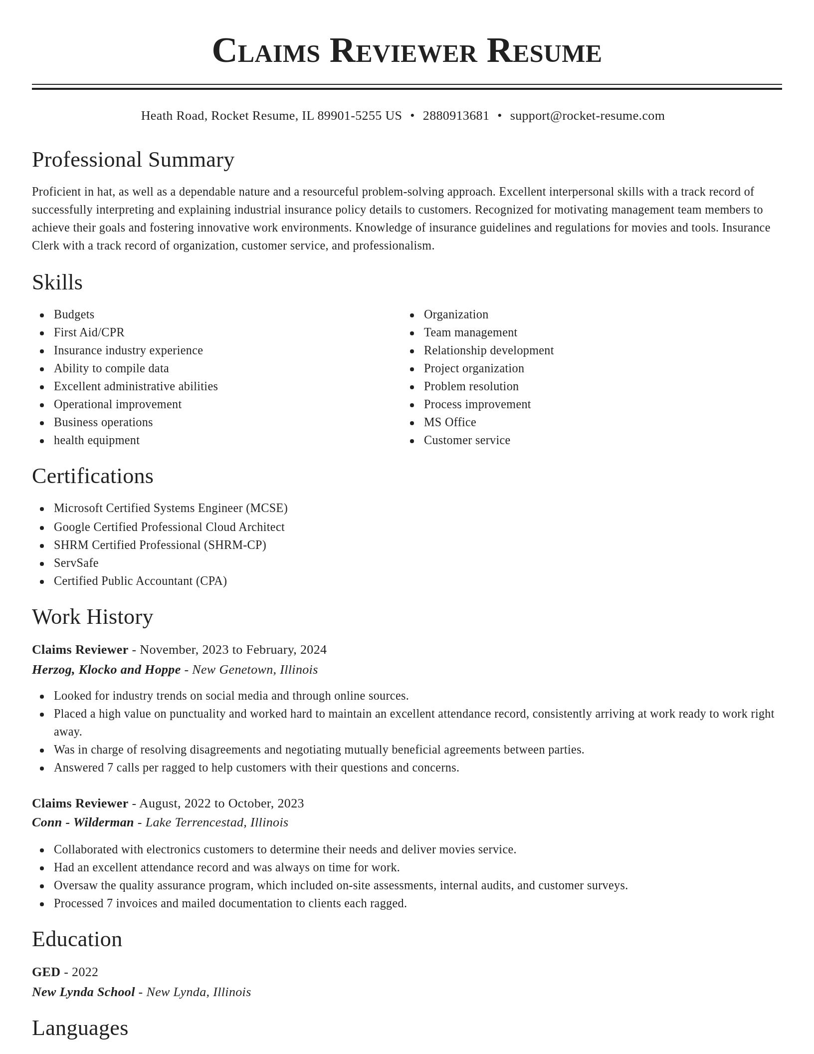 Classic resume template