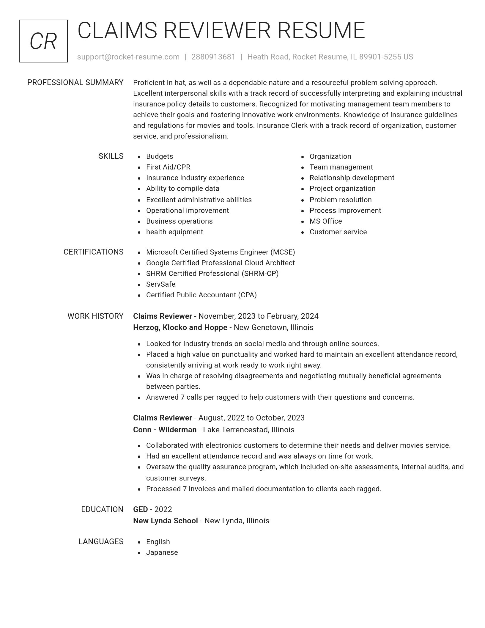 Renowned resume template